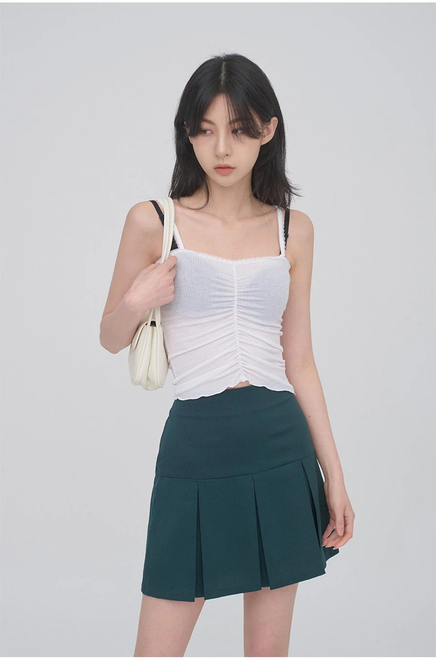 Lace Camisole Sleeveless Top with Front Shirring CM3 - Image 10