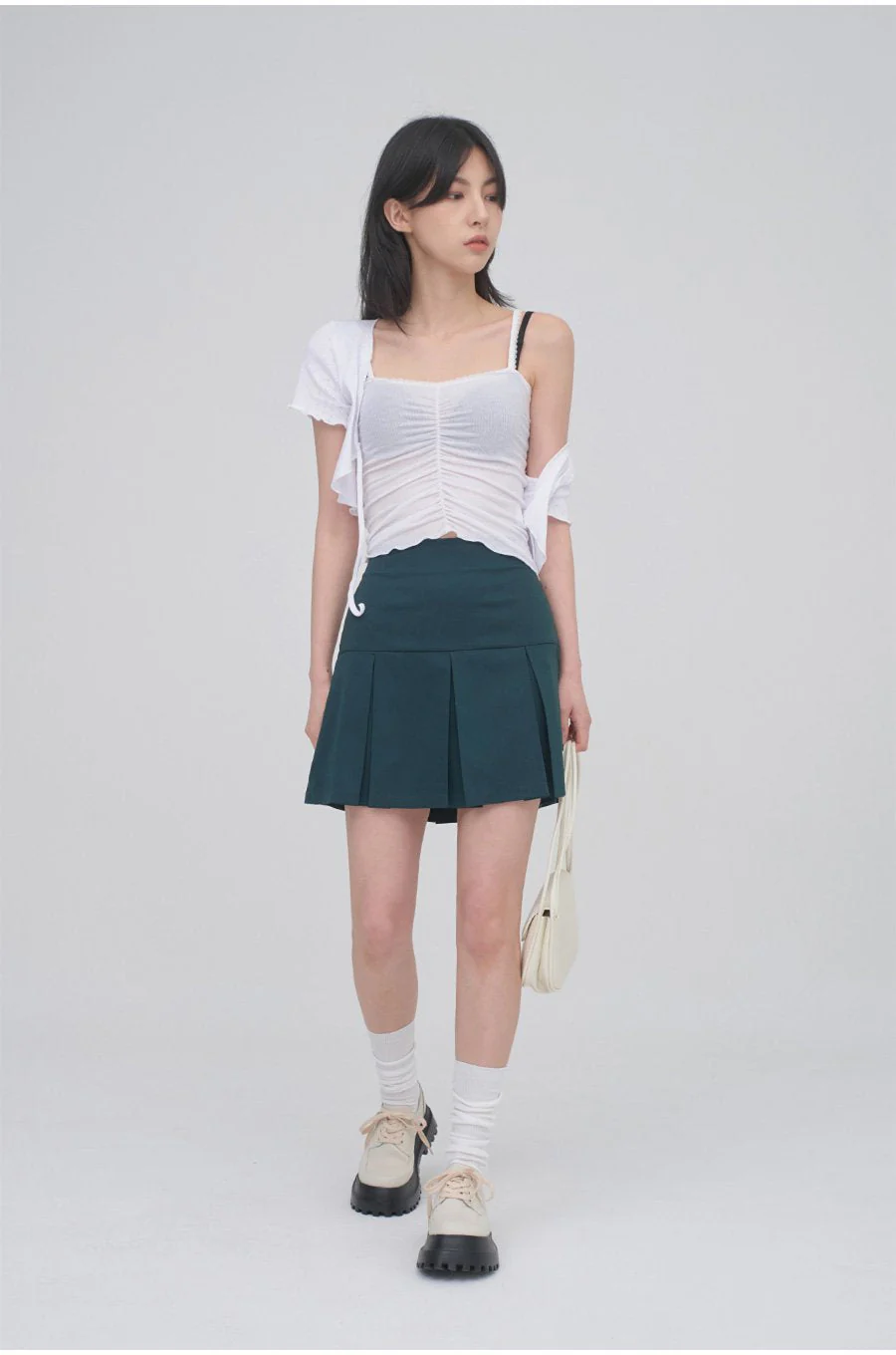 Lace Camisole Sleeveless Top with Front Shirring CM3 - Image 12