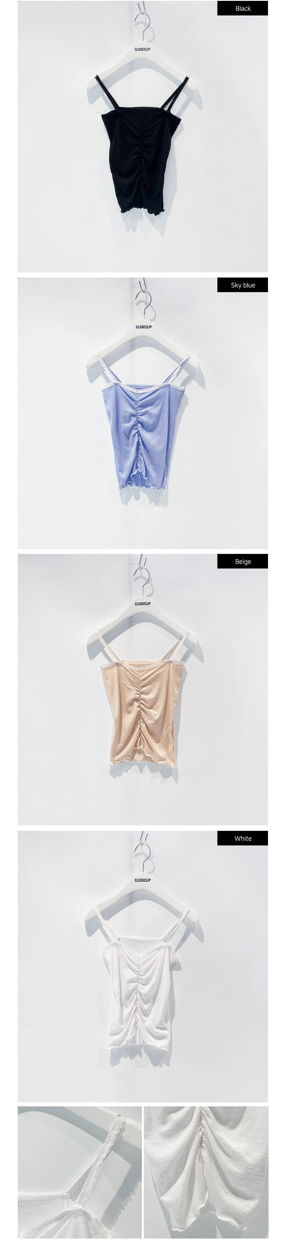 Lace Camisole Sleeveless Top with Front Shirring CM3 - Image 16