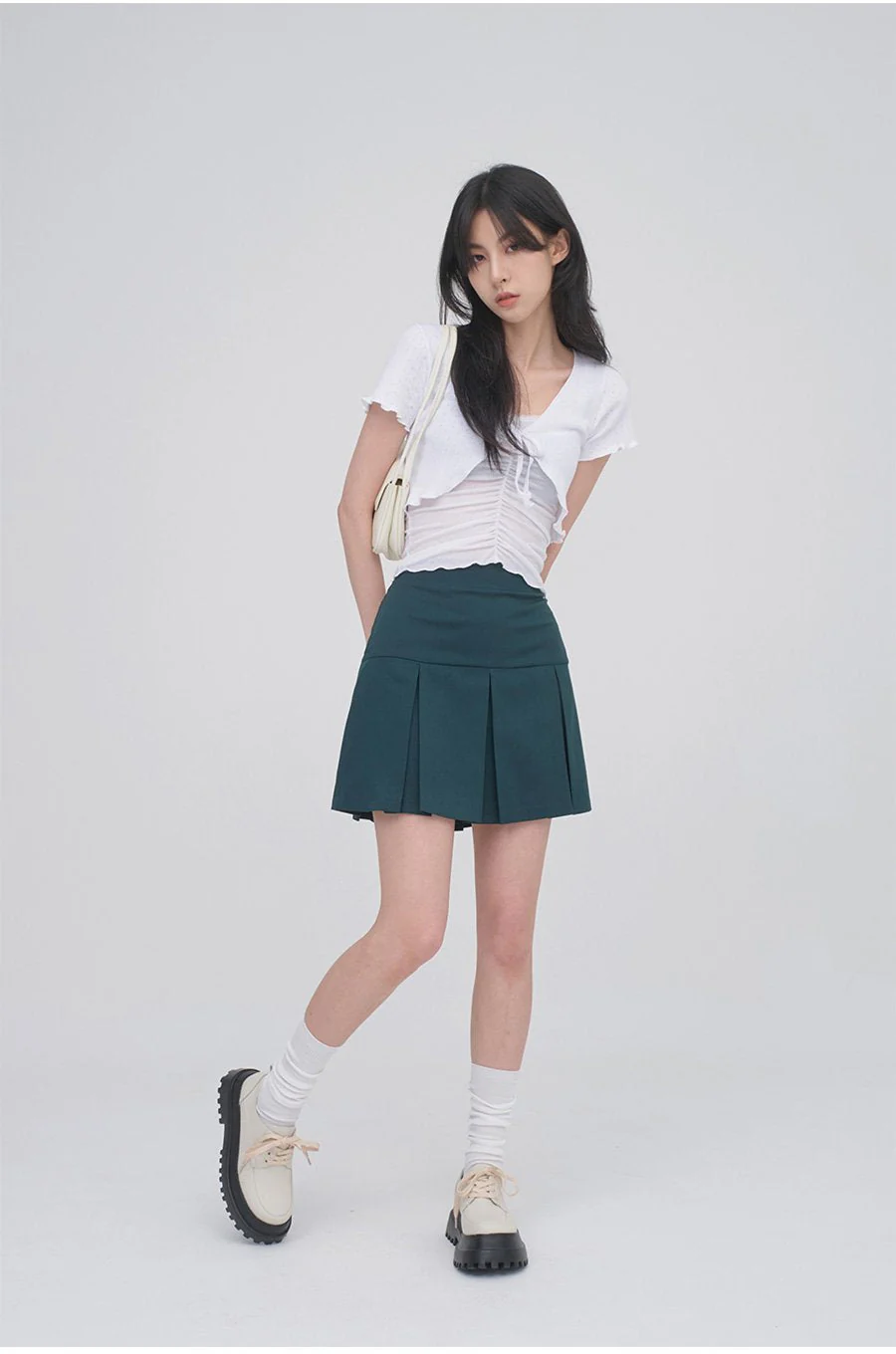 Lace Camisole Sleeveless Top with Front Shirring CM3 - Image 3