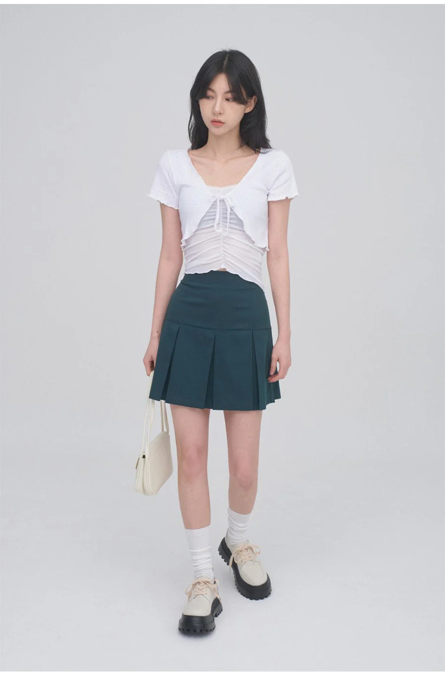 Lace Camisole Sleeveless Top with Front Shirring CM3 - Image 4