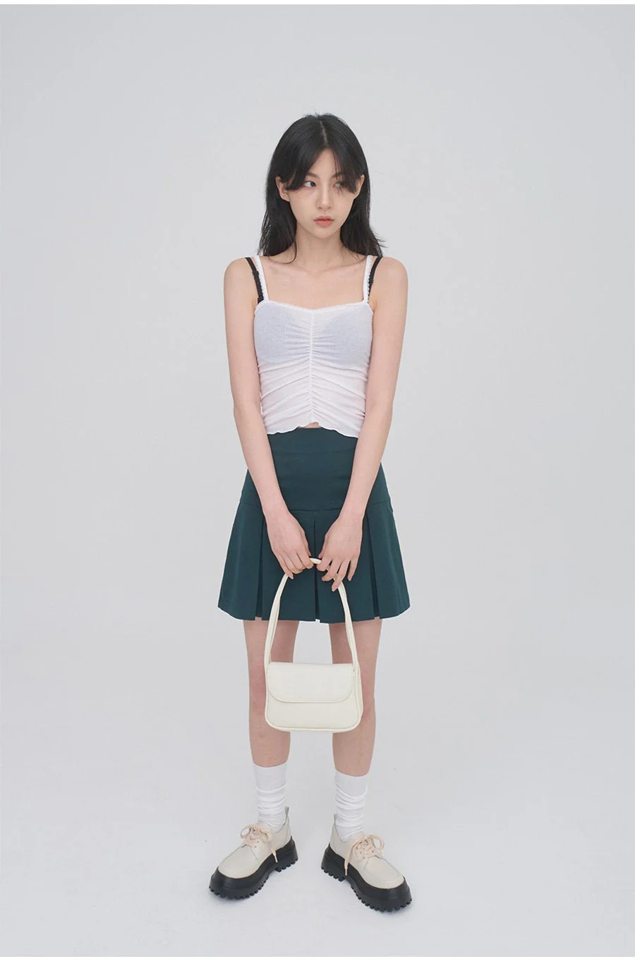 Lace Camisole Sleeveless Top with Front Shirring CM3 - Image 8
