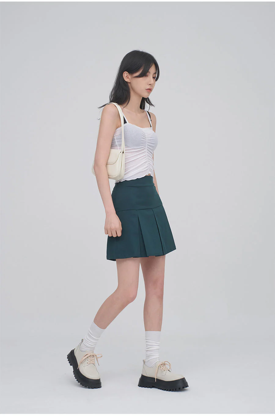 Lace Camisole Sleeveless Top with Front Shirring CM3 - Image 9