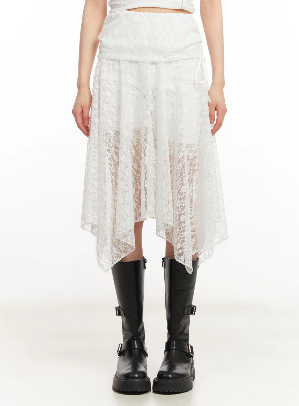 Lace Flare Handkerchief Midi Skirt IY502 - Image 3