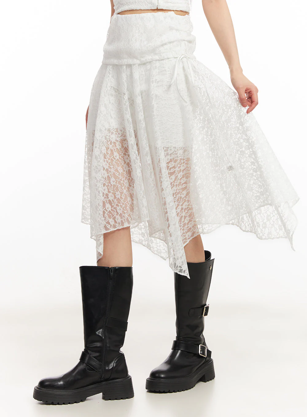 Lace Flare Handkerchief Midi Skirt IY502 - Image 4