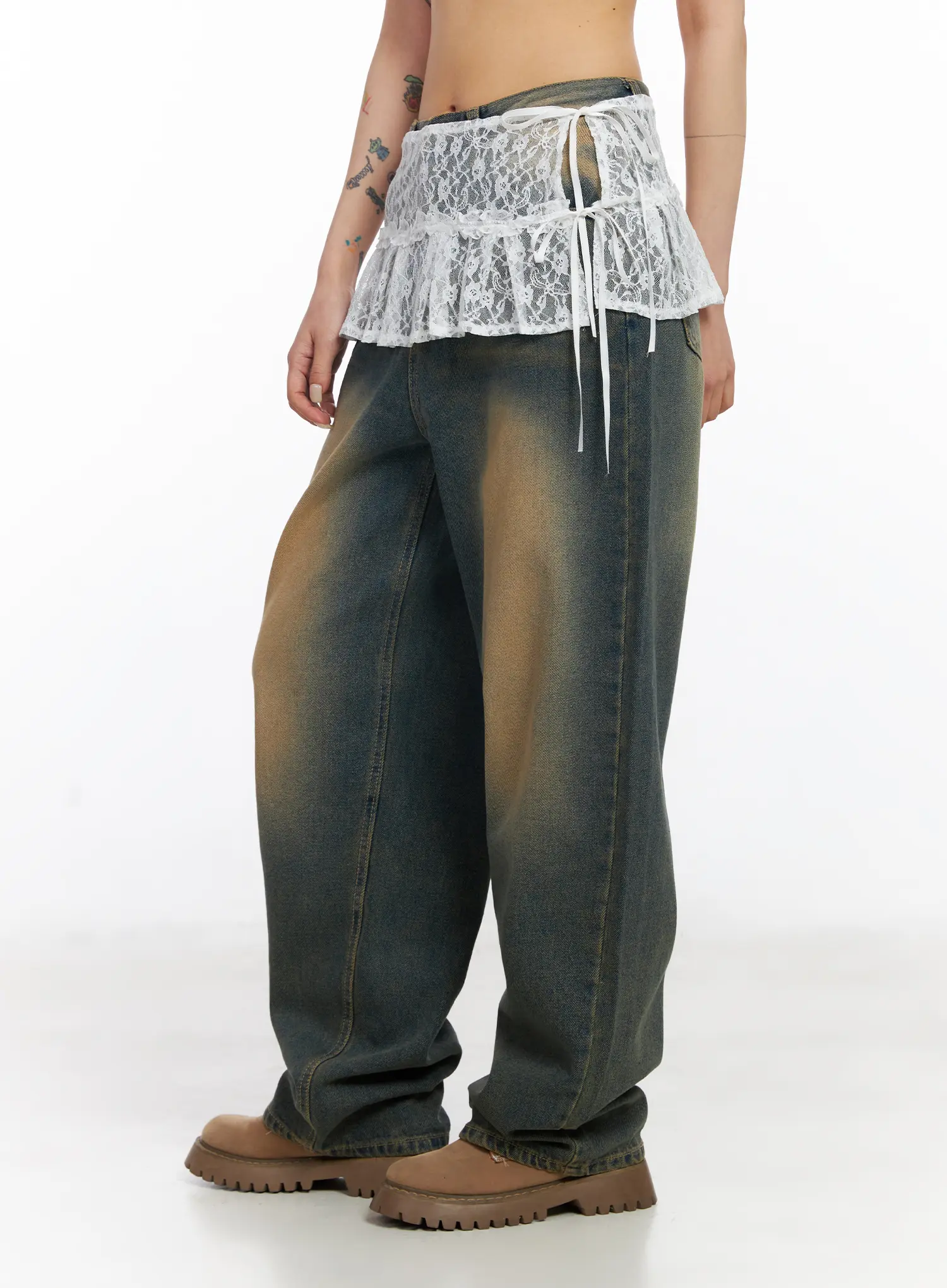 Lace Layered Wrap Mini Skirt CJ522 - Image 4