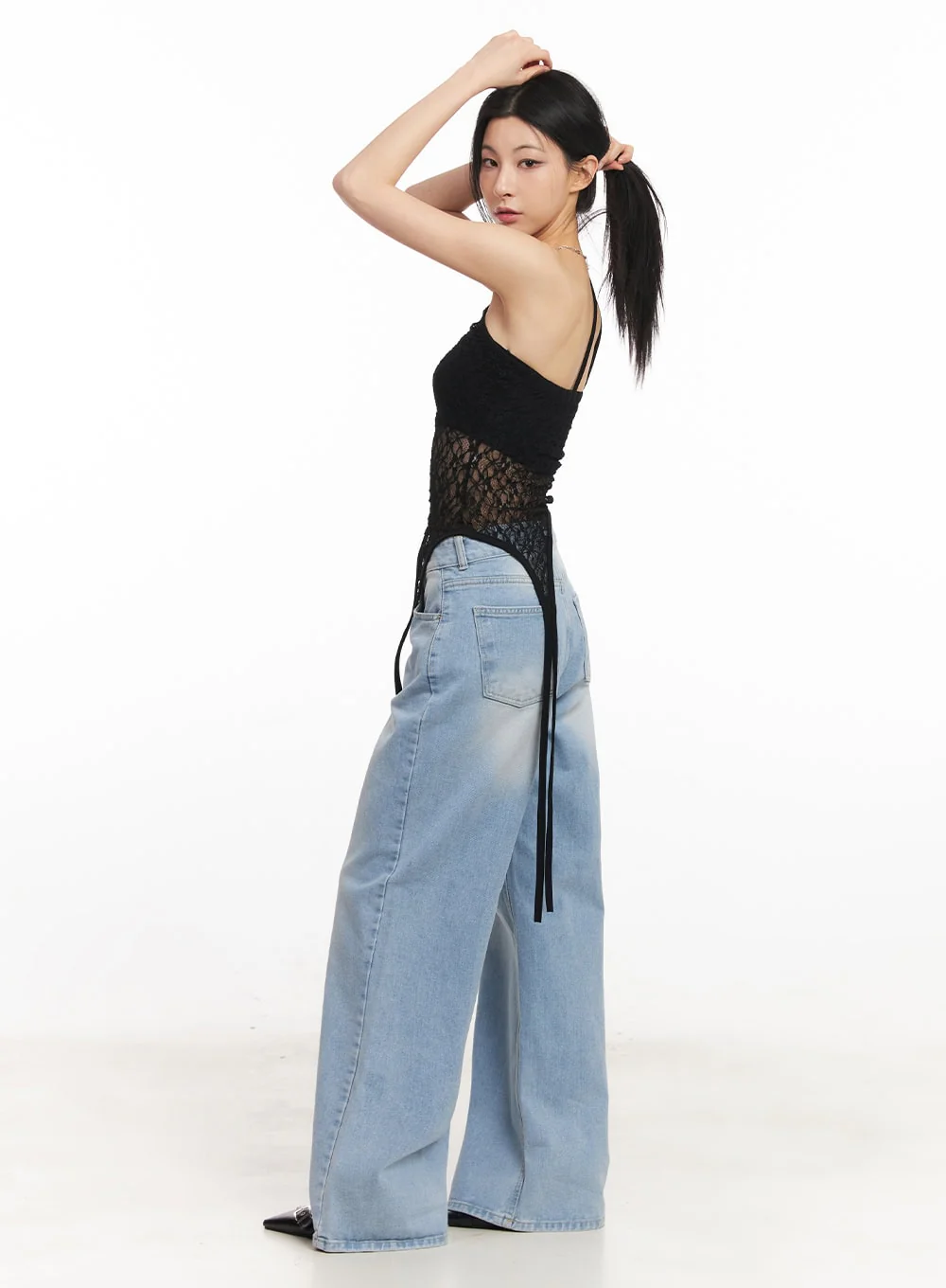 Lace Mesh Asymmetric Tank Top CA516 - Image 9