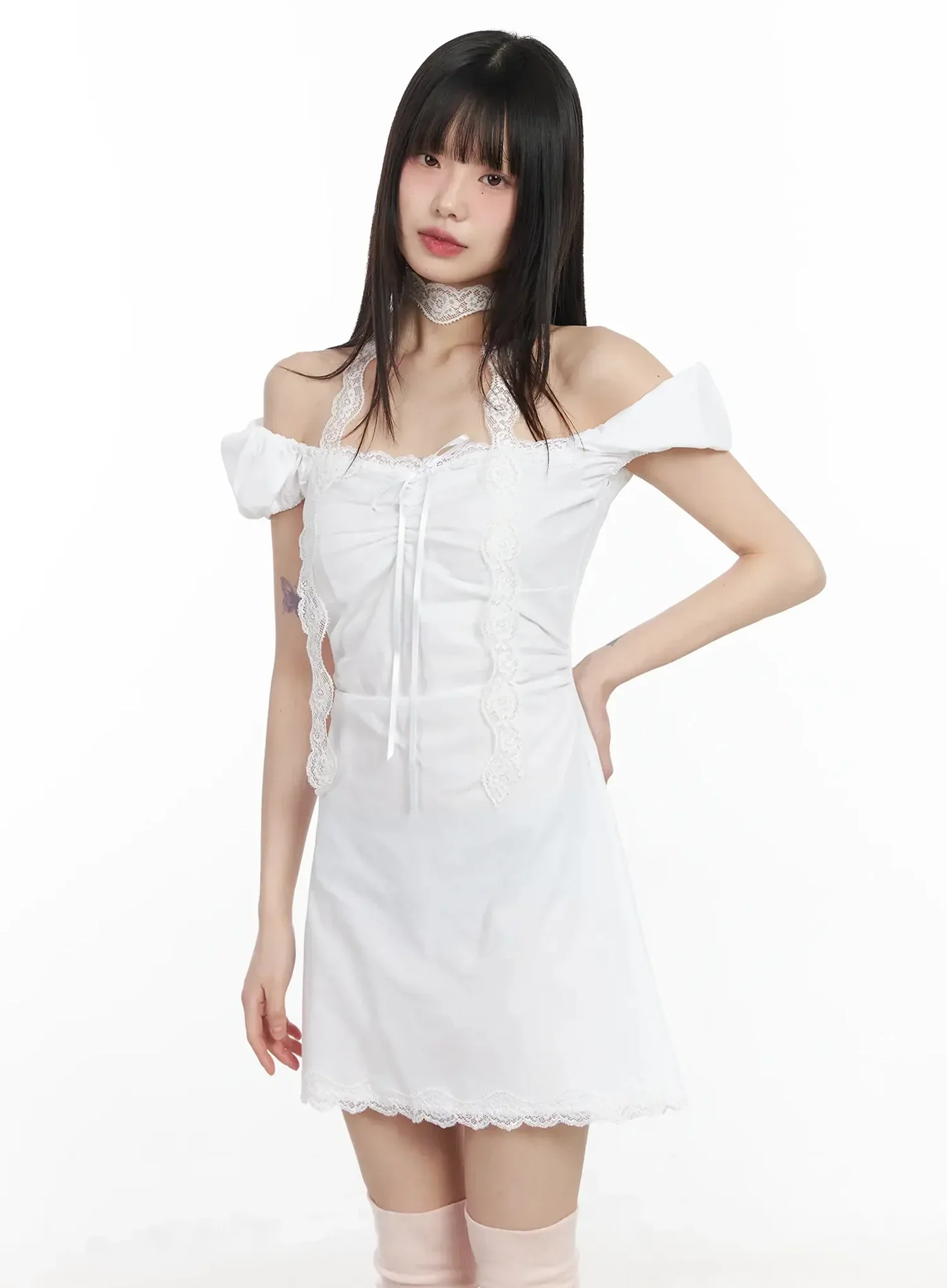 Lace Off-Shoulder Mini Dress IM523 - Image 2