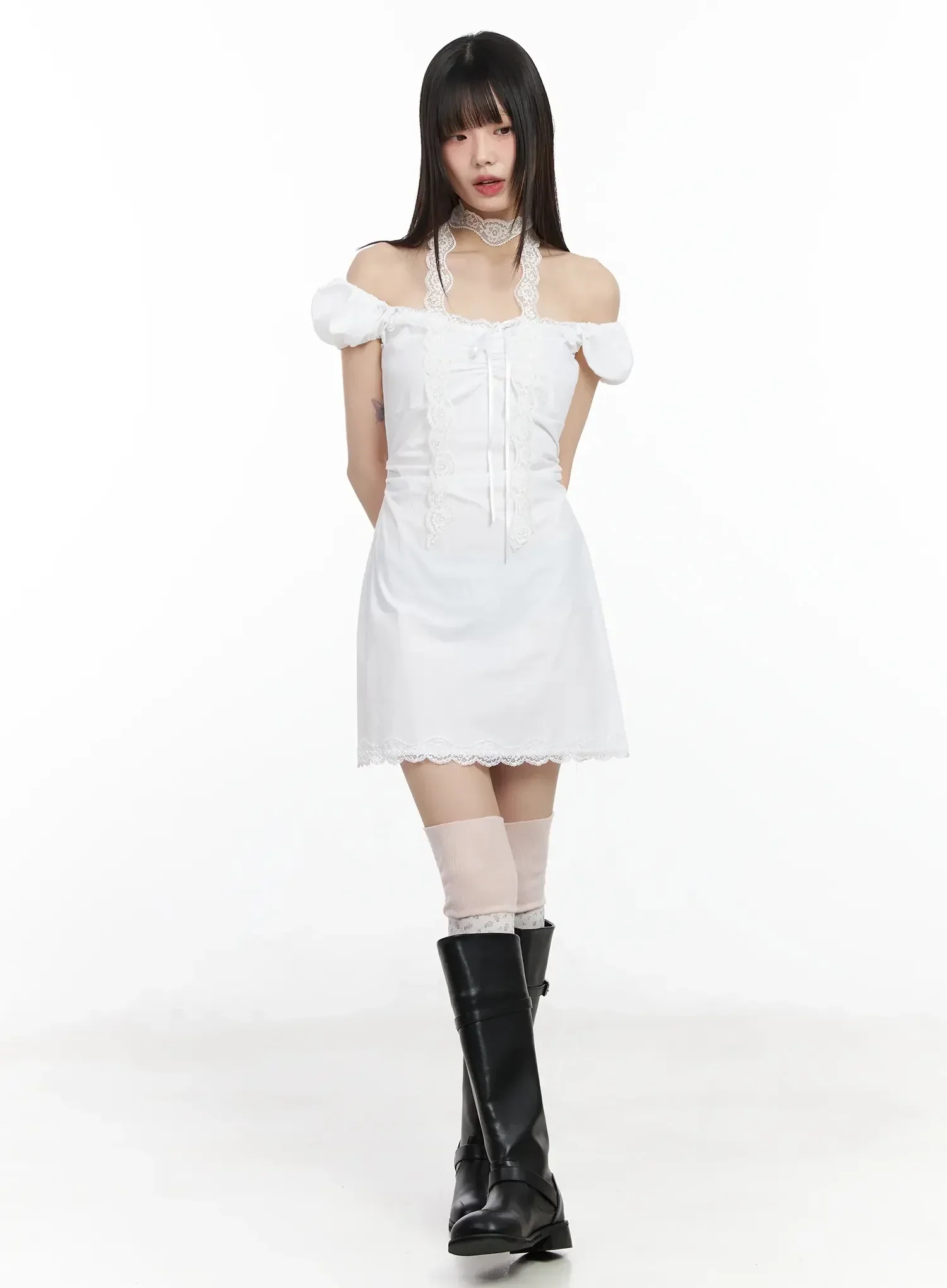 Lace Off-Shoulder Mini Dress IM523 - Image 4