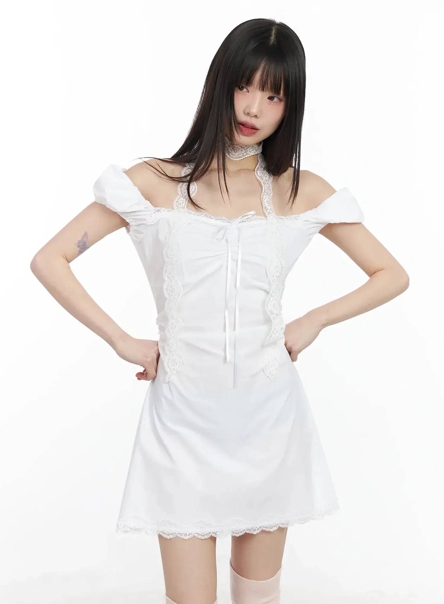 Lace Off-Shoulder Mini Dress IM523 - Image 6