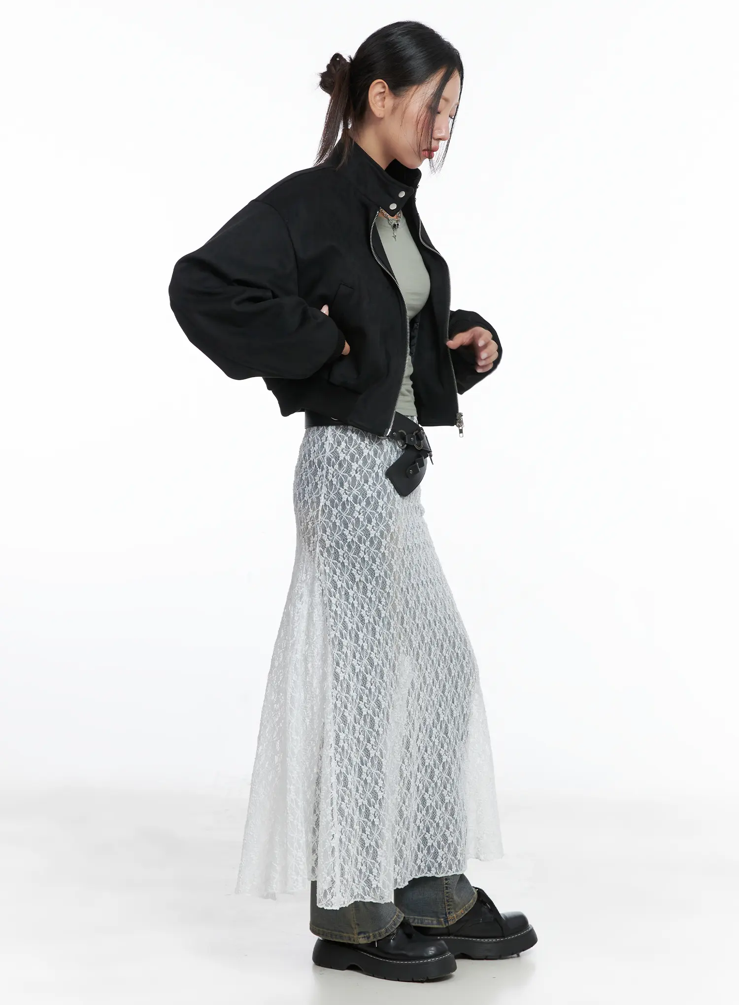 Lace Overlay Maxi Skirt CS502 - Image 5