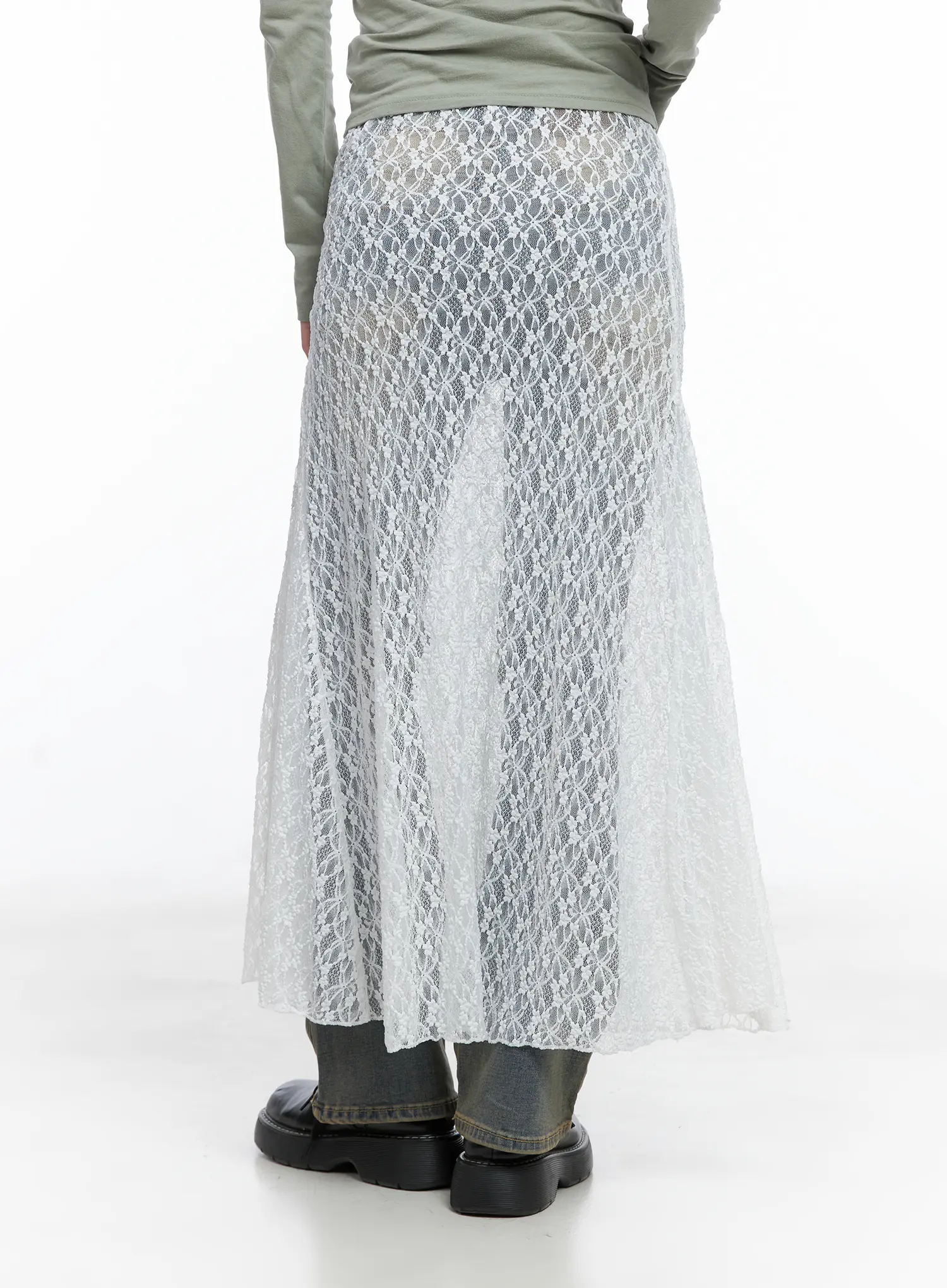 Lace Overlay Maxi Skirt CS502 - Image 6
