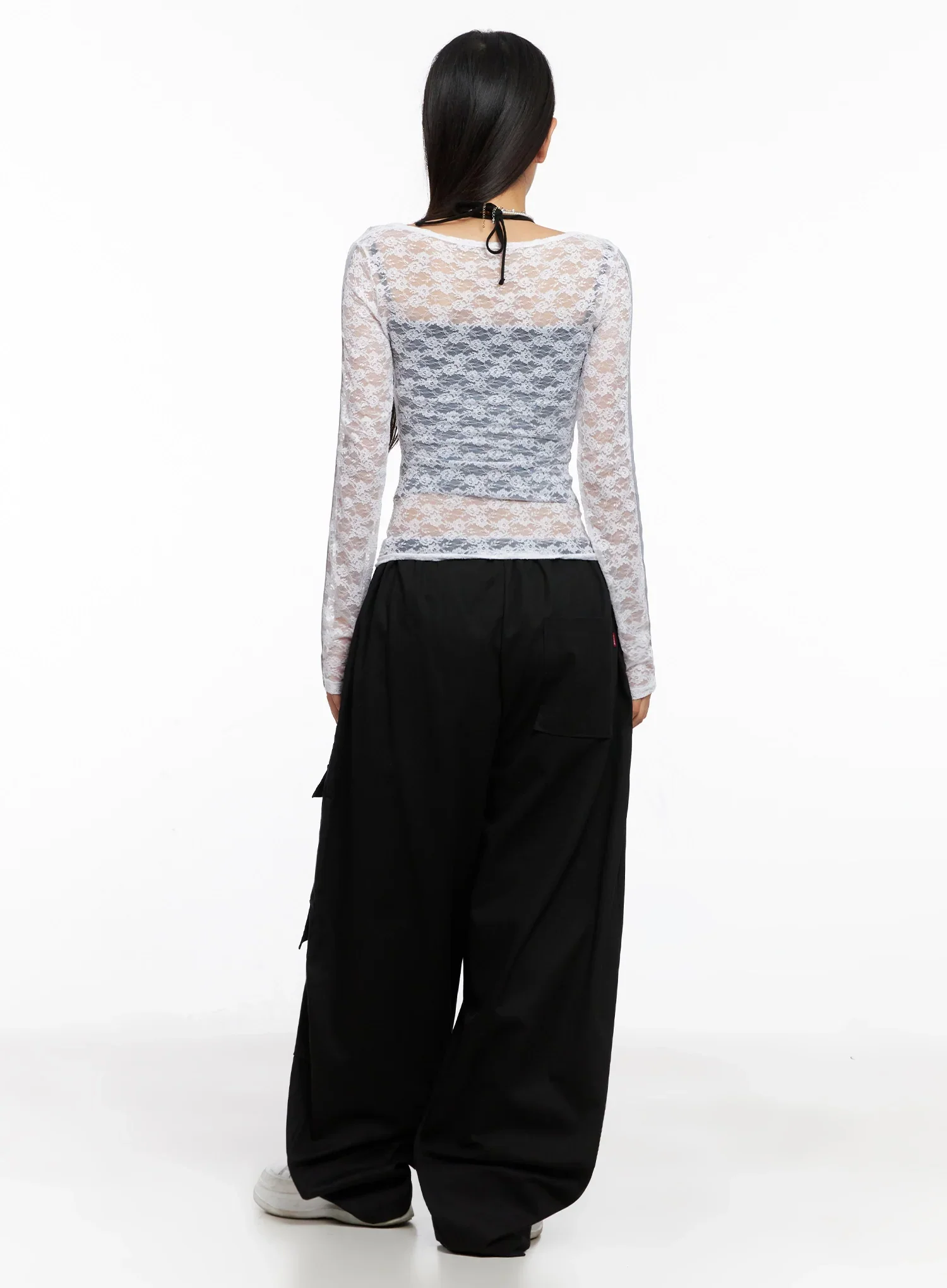 Lace Overlay Scoop Neck Top IG527 - Image 9