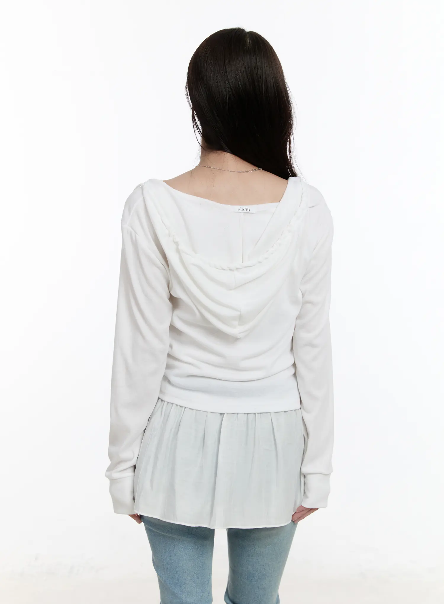 Lace Ribbon Hooded Long Sleeve Top CM505 - Image 11