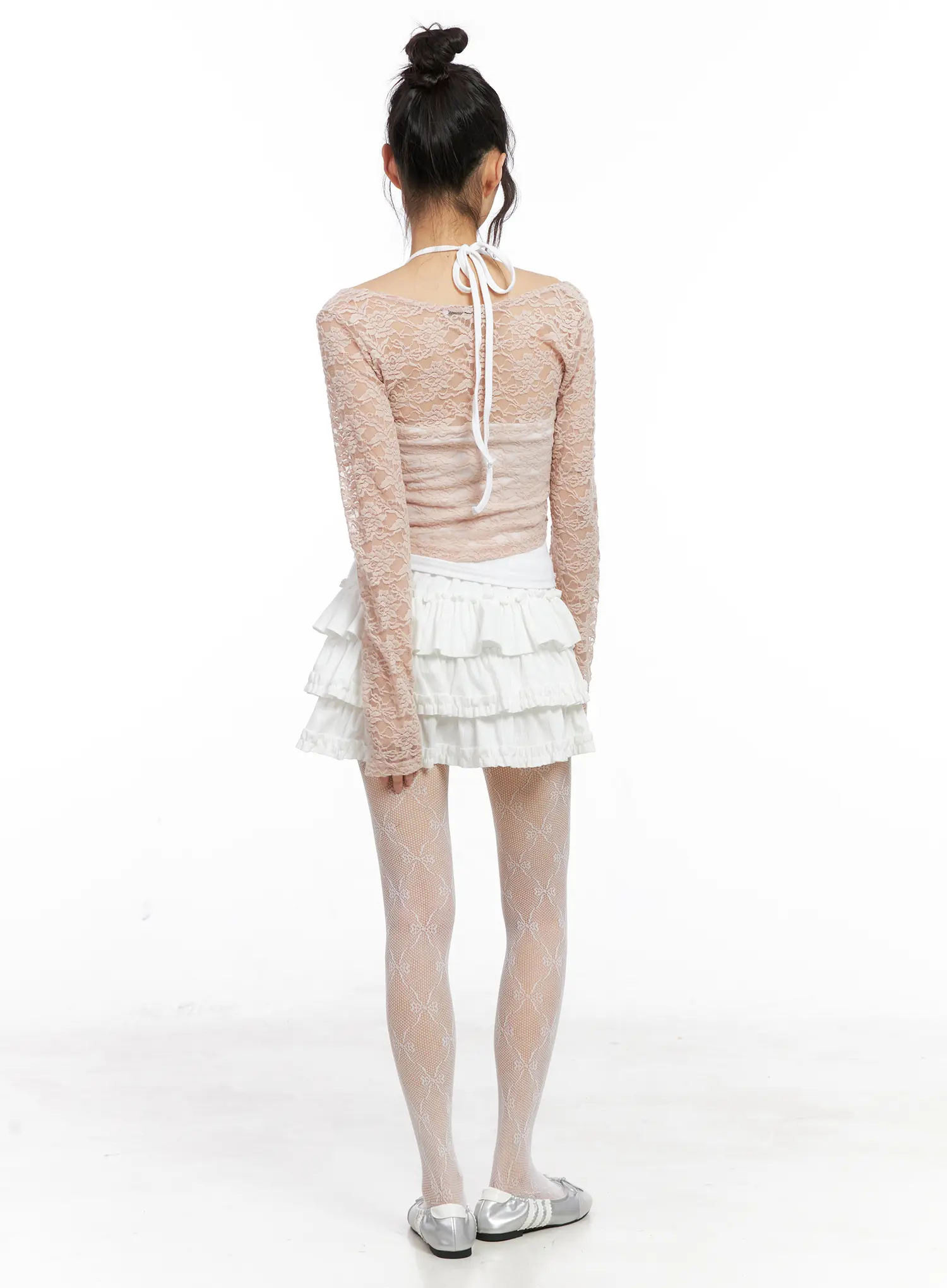 Lace Ruffle Shirred Crop Top CN520 - Image 5