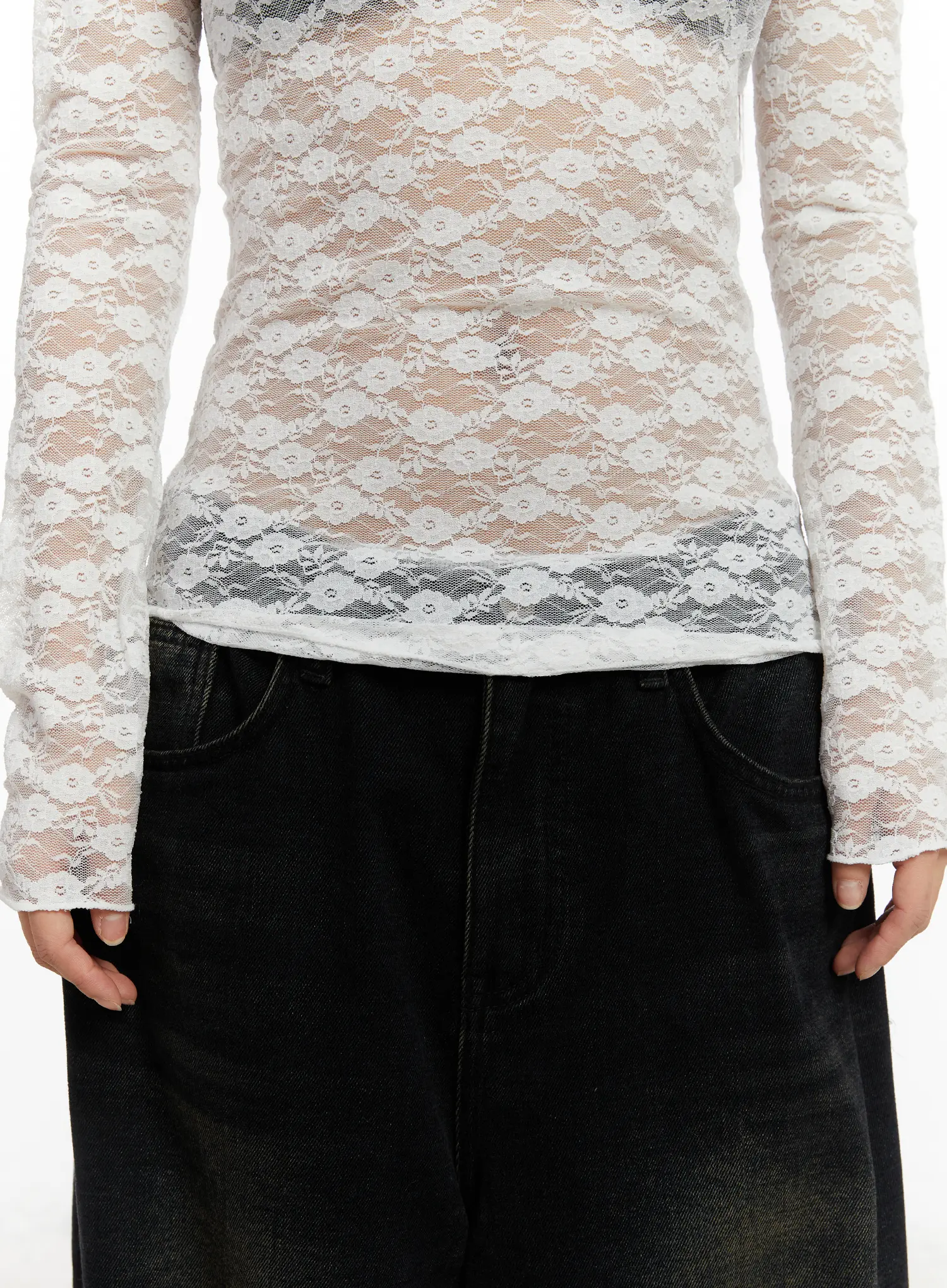 Lace Sheer Long Sleeve Top CD512 - Image 4
