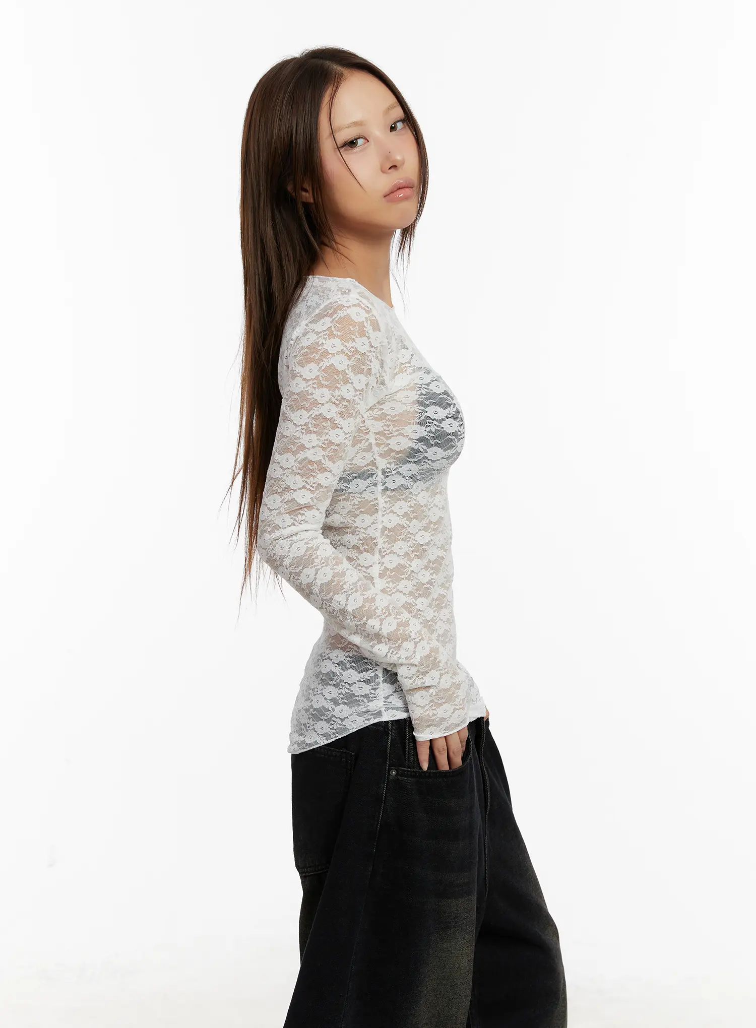 Lace Sheer Long Sleeve Top CD512 - Image 5