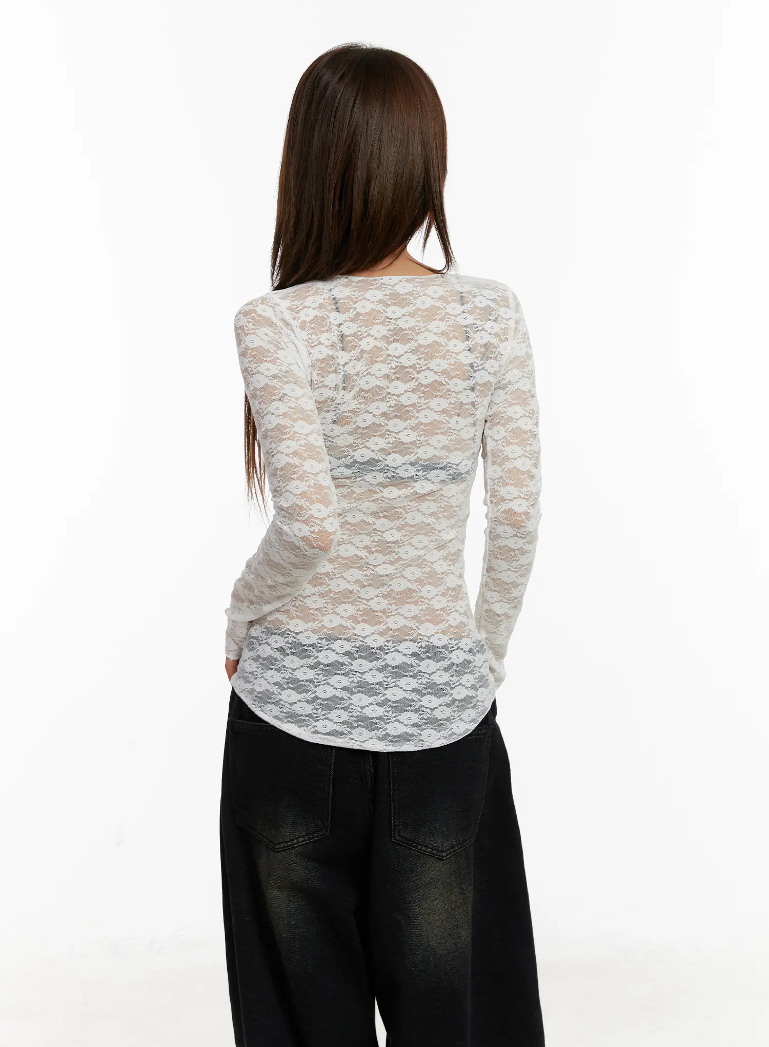 Lace Sheer Long Sleeve Top CD512 - Image 8