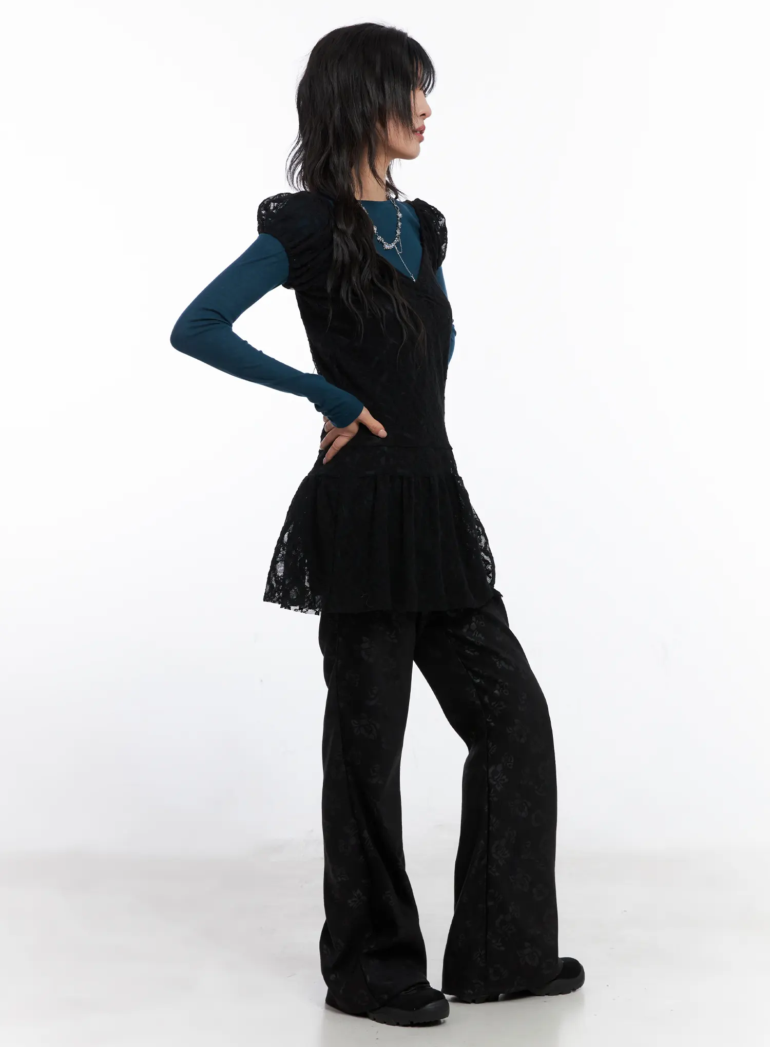 Lace Shirred Mini Dress CO507 - Image 6