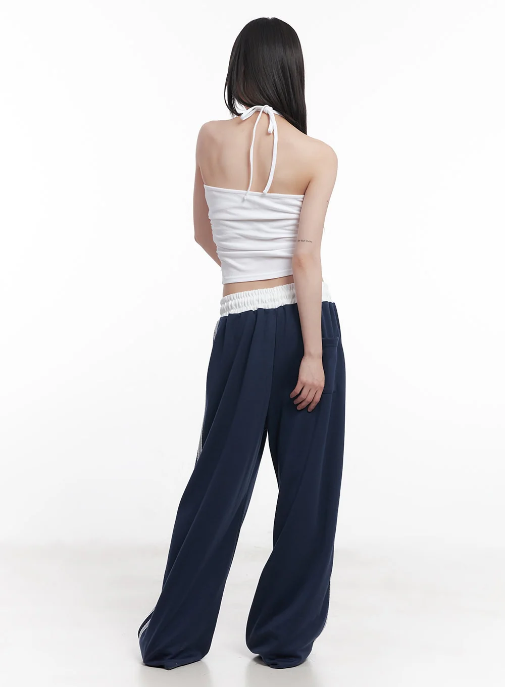 Lace-Striped Wide-Fit Sweatpants CU506 - Image 5