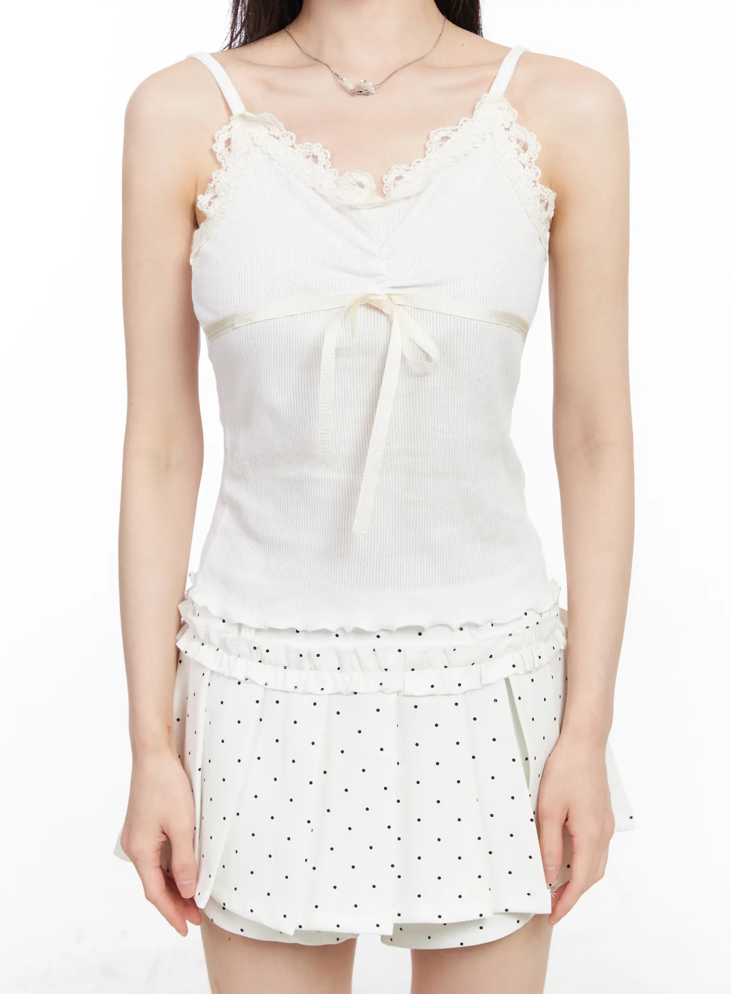 Lace Trim and Bow Crop Tank CM518 - Image 8