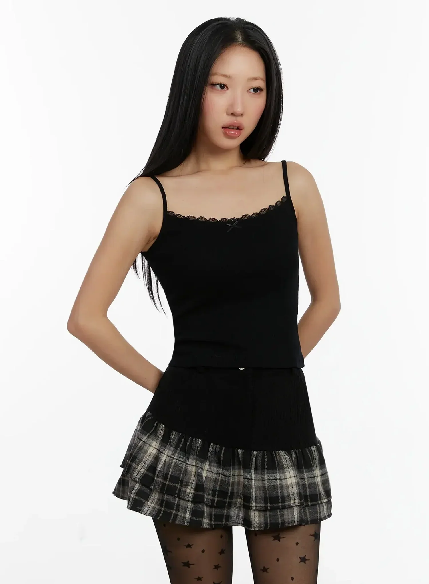 Lace Trim Cropped Tank Top ID525 - Image 2