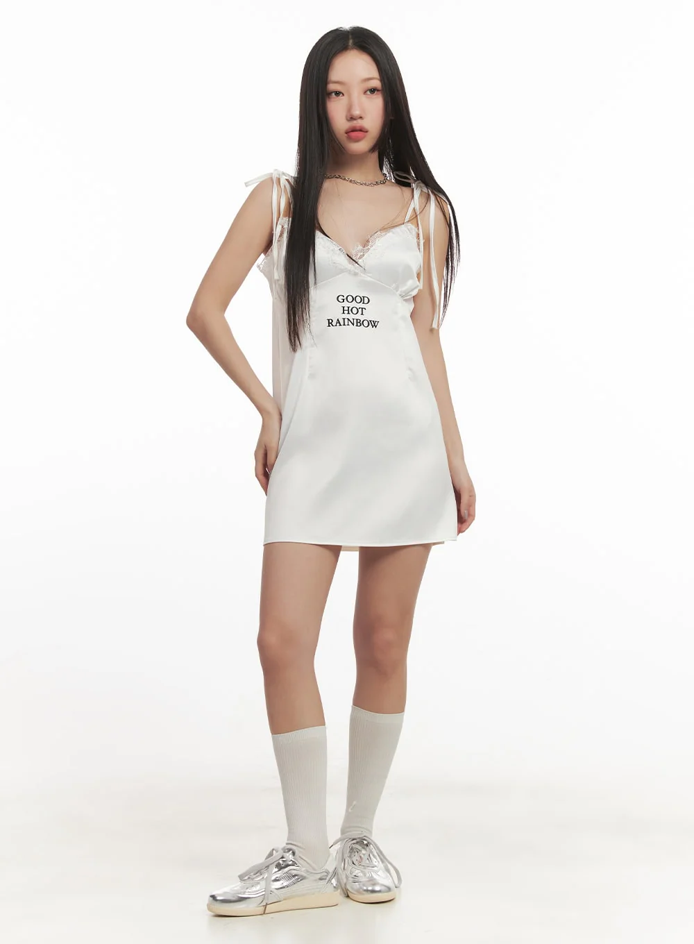 Lace-Trim Graphic Cami Dress CF520 - Image 12