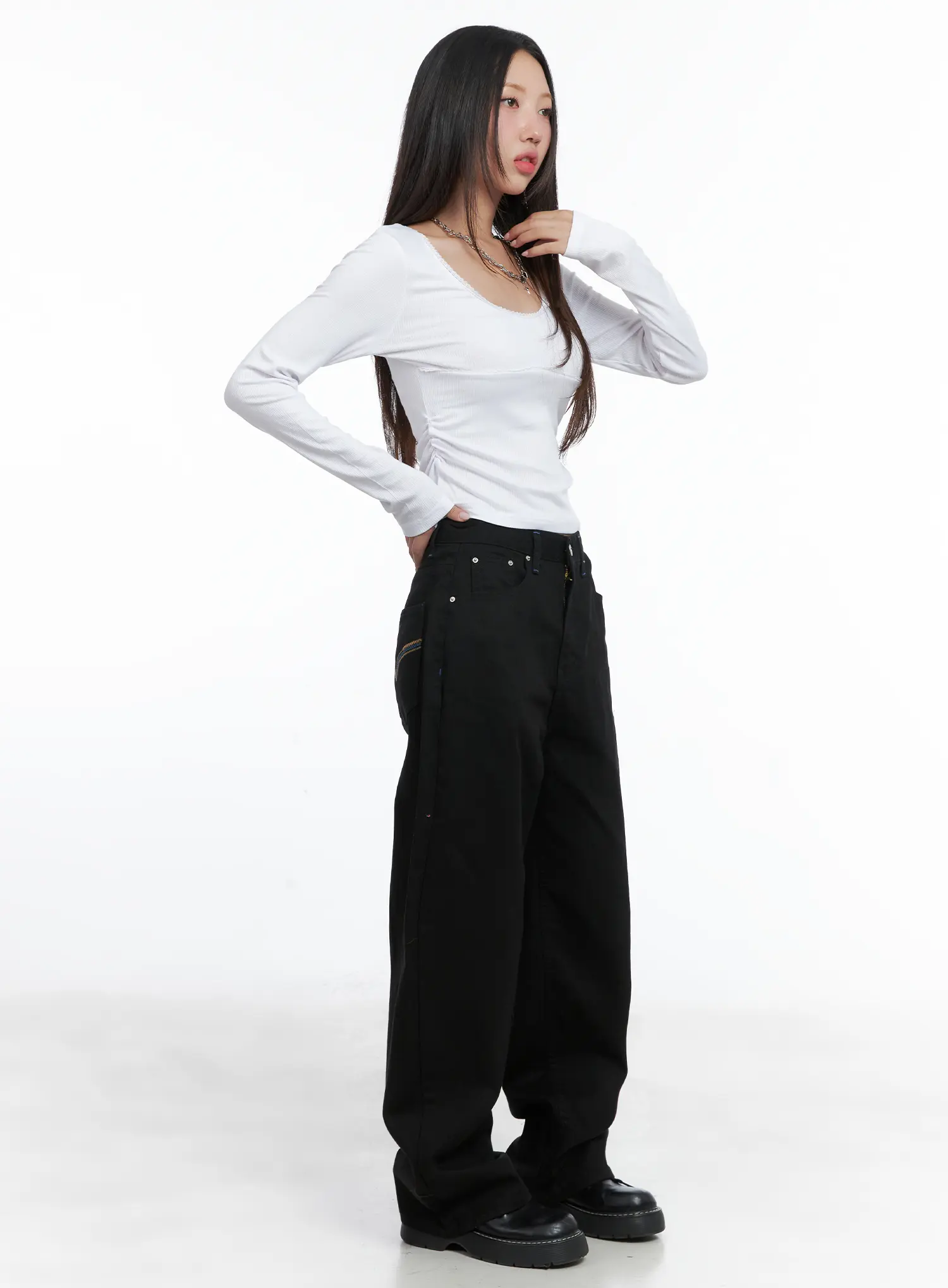 Lace Trim Long Sleeve Top CS502 - Image 6