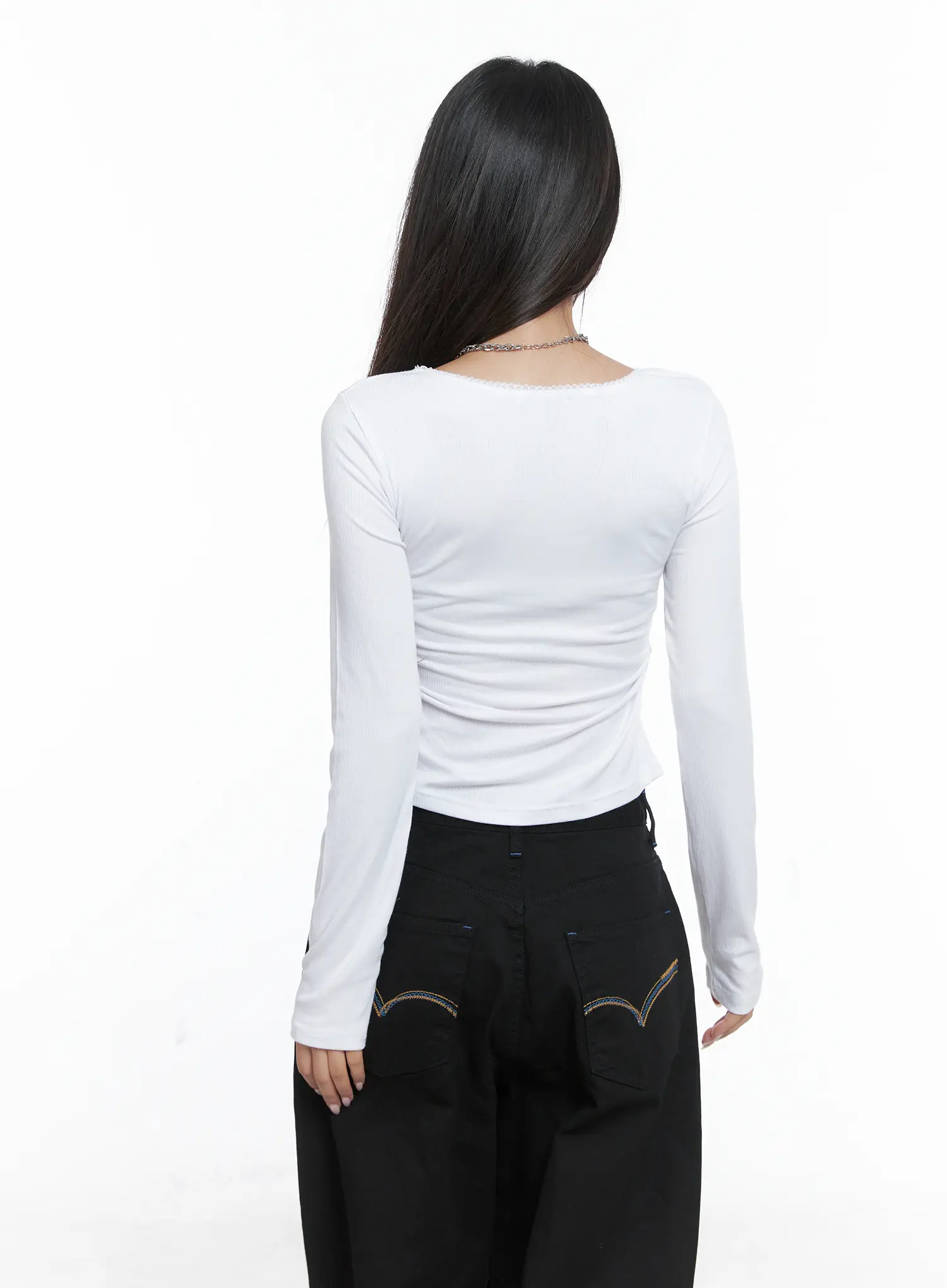 Lace Trim Long Sleeve Top CS502 - Image 7