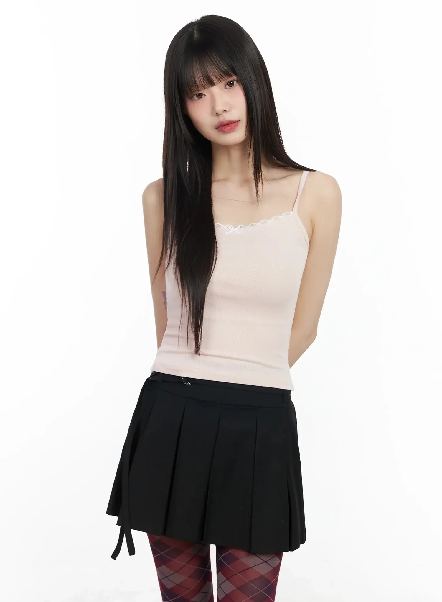 Lace Trim Ribbon Camisole IM523 - Image 2