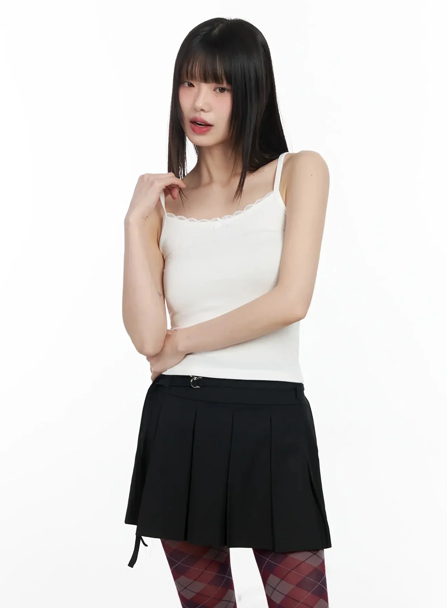 Lace Trim Ribbon Camisole IM523 - Image 3