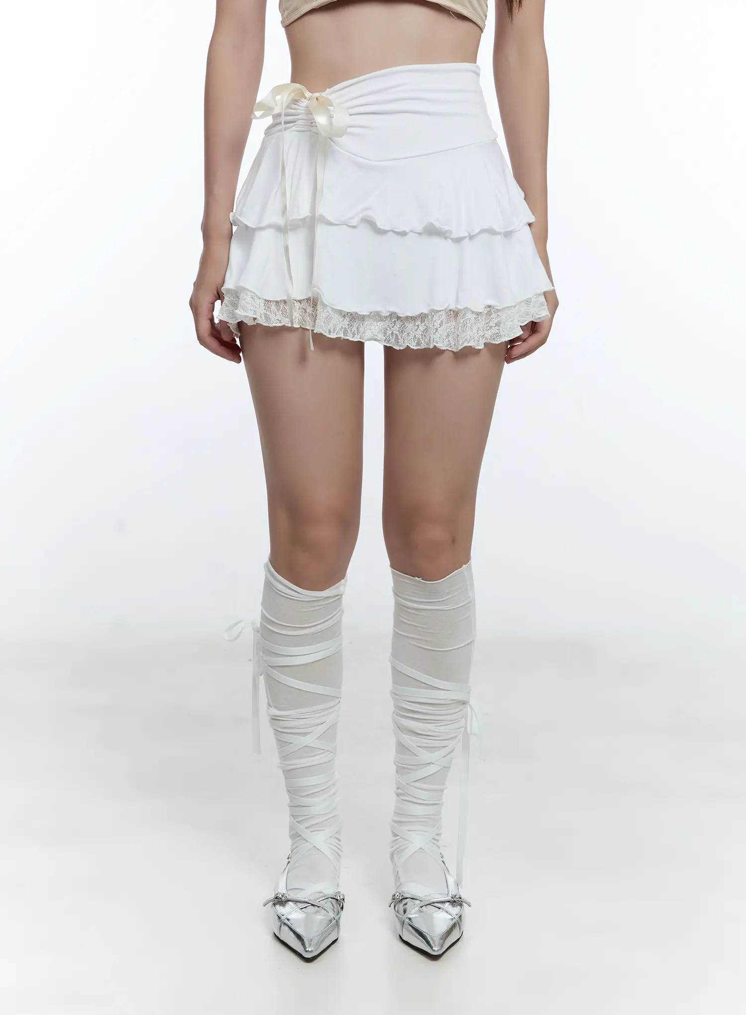 Lace Trim Ribbon Mini Skirt CU527 - Image 9