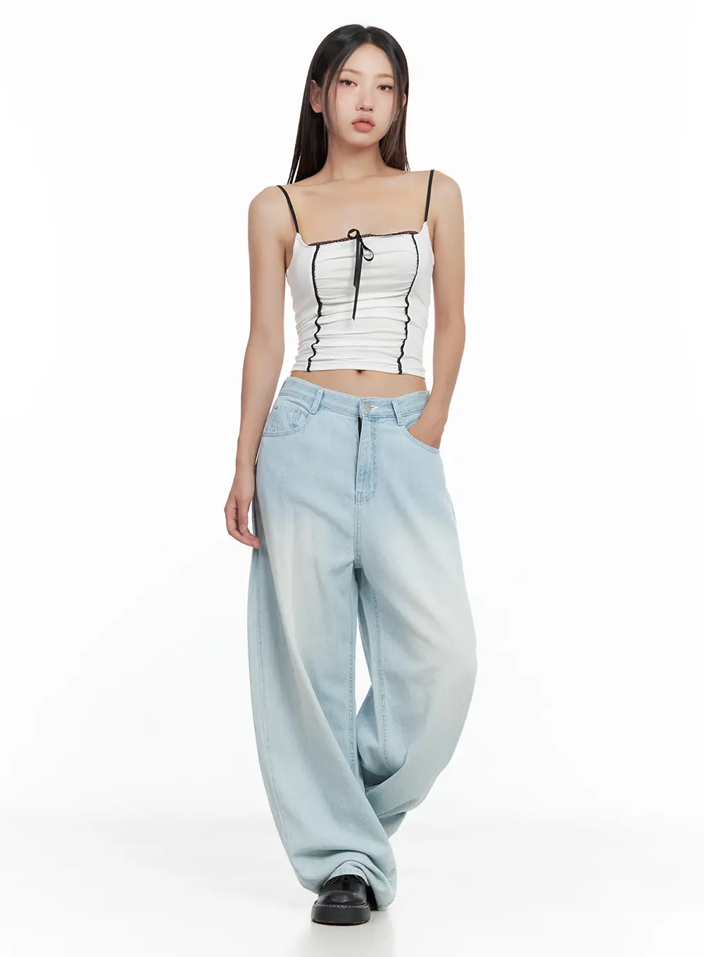 Lace-Trim Shirred Ribbon Camisole CL508 - Image 11
