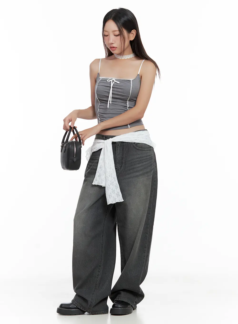 Lace-Trim Shirred Ribbon Camisole CL508 - Image 9