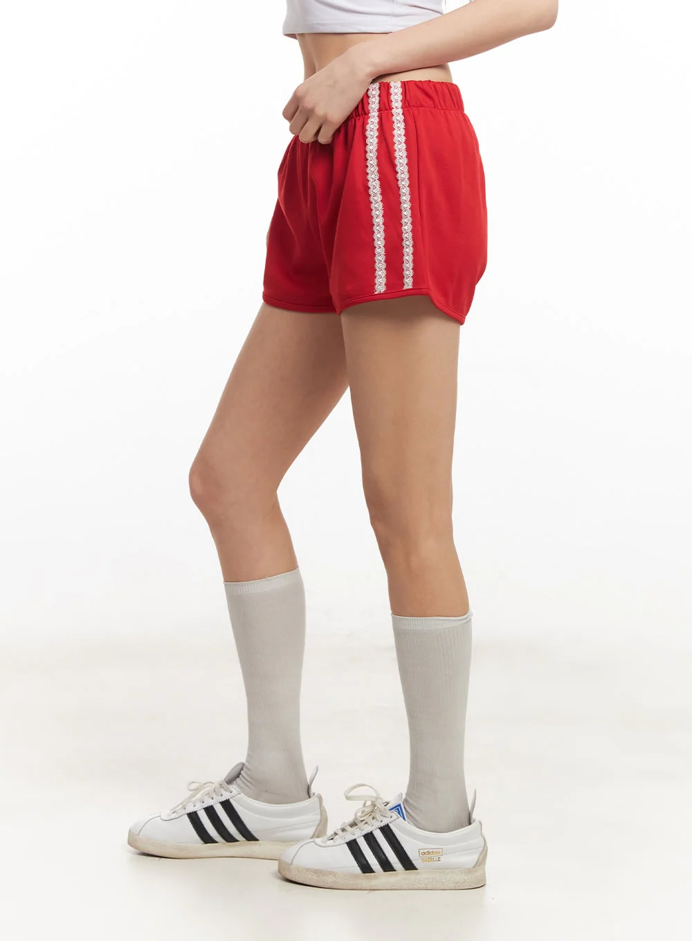 Lace-Trim Striped Shorts CA514 - Image 3