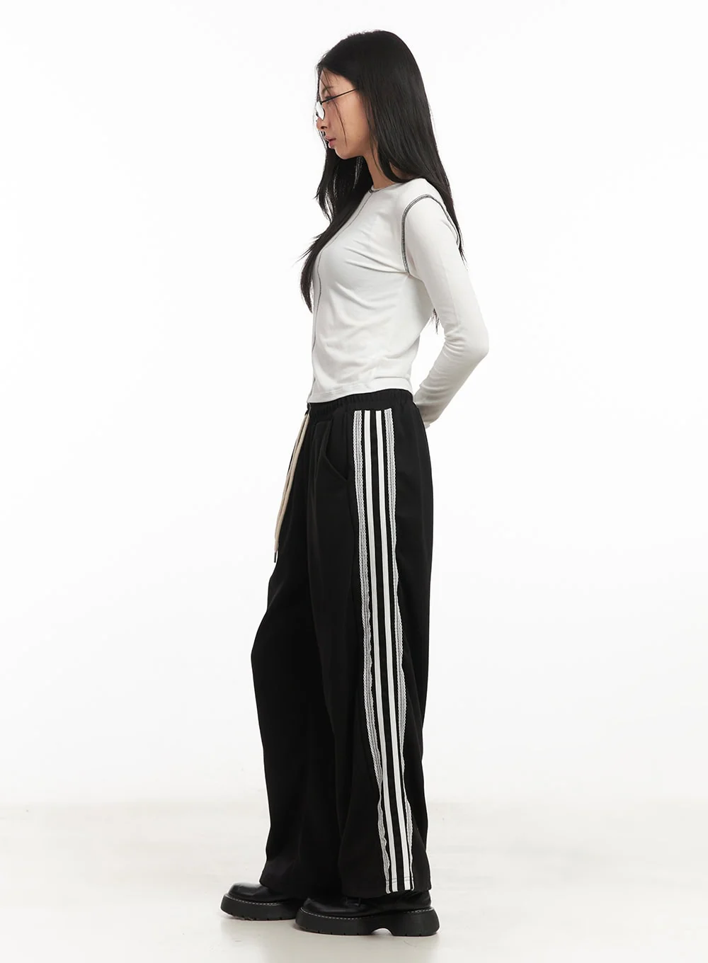 Lace Trim Striped Sweatpants CM504 - Image 6