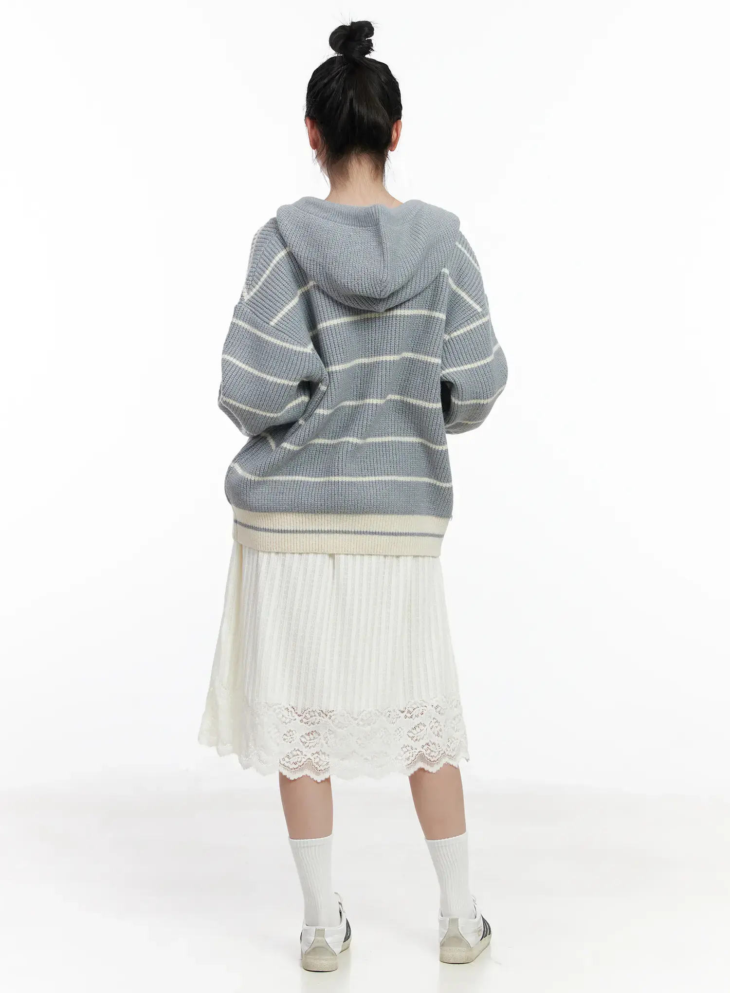 Lace-Trimmed Fleece Midi Skirt CJ520 - Image 7