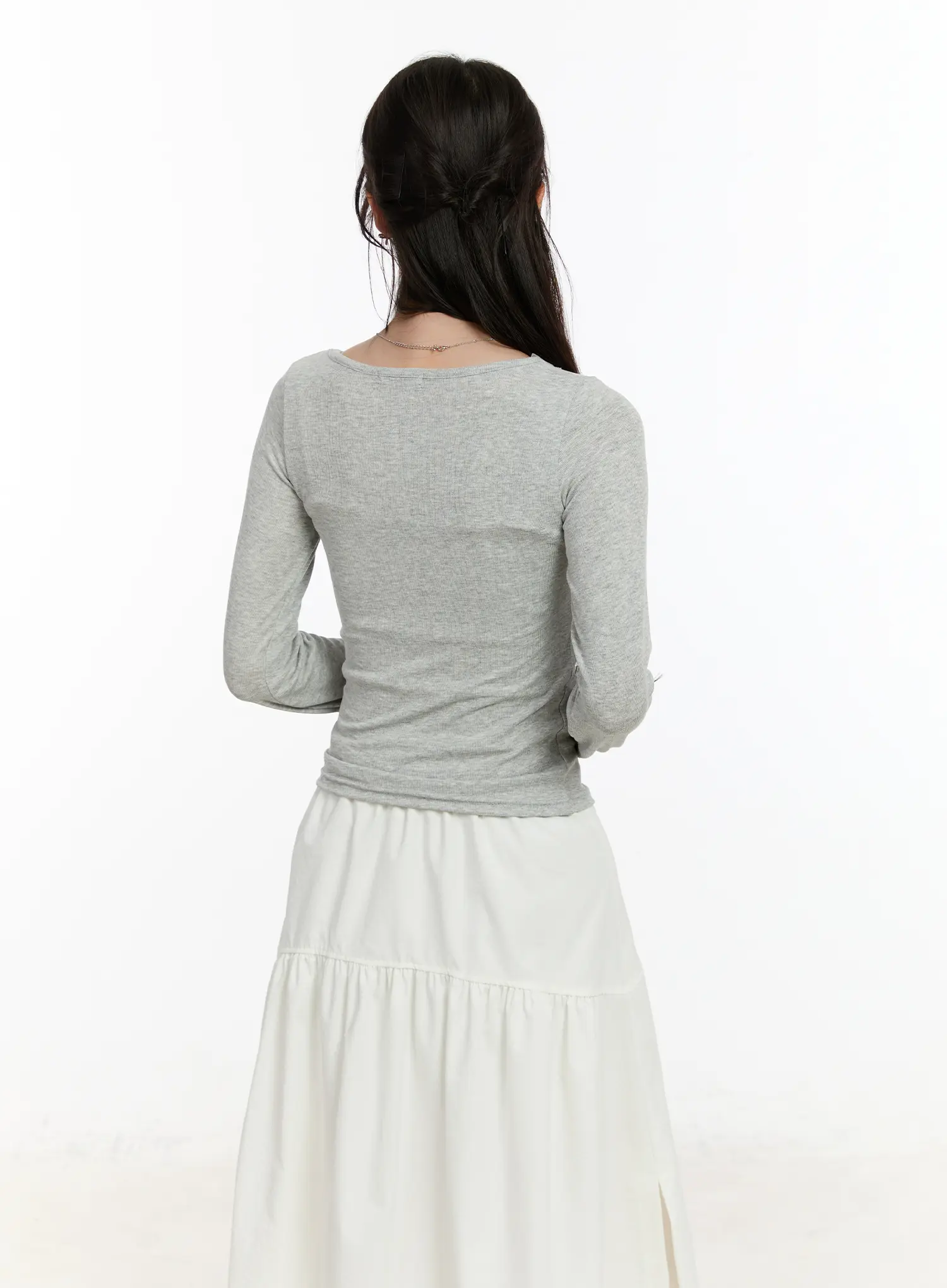 Lace Trimmed V-Neck Long Sleeve Top CM505 - Image 10