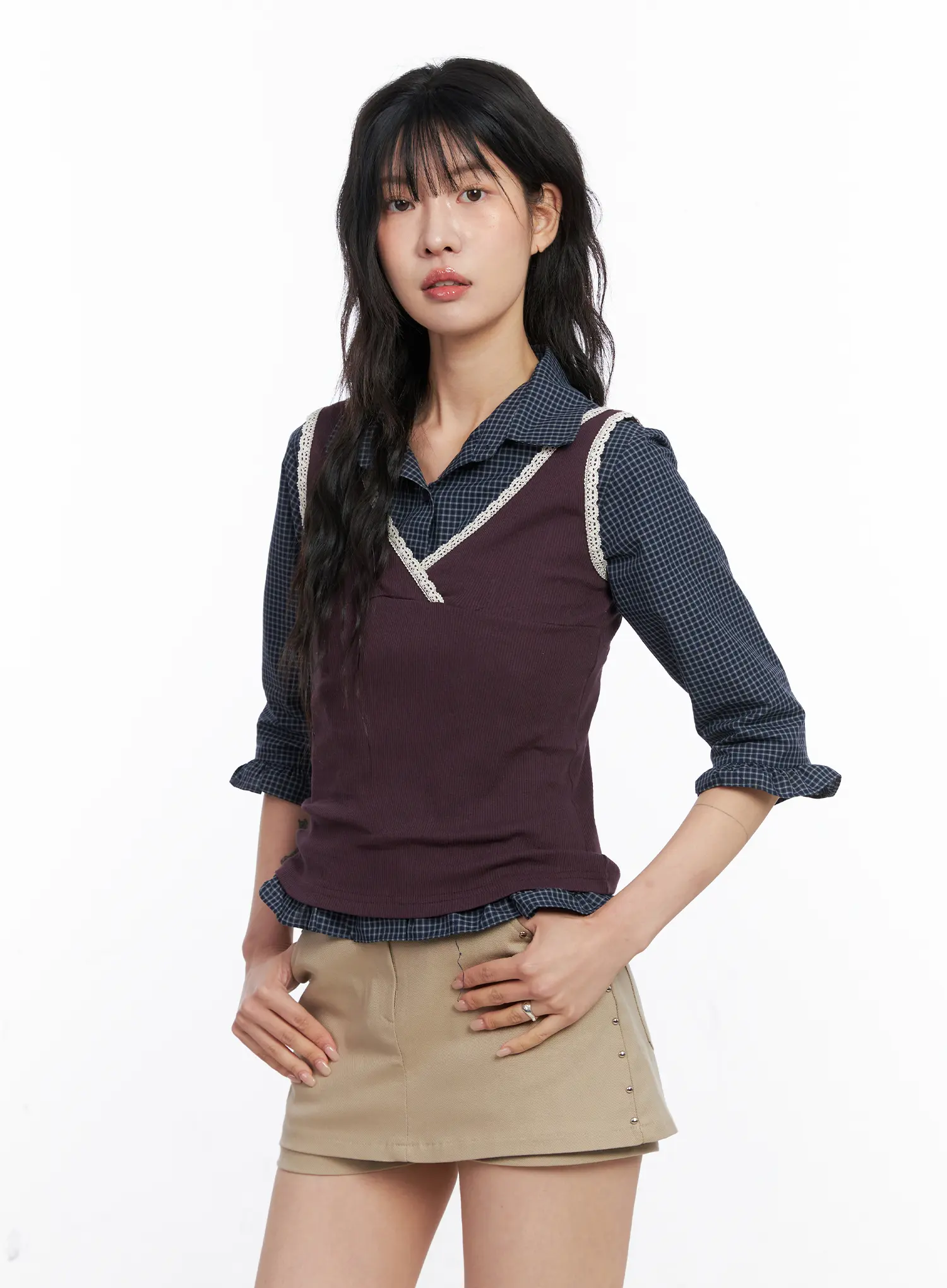 Lace V-Neck Ribbed Tank Top CO507 - Image 5