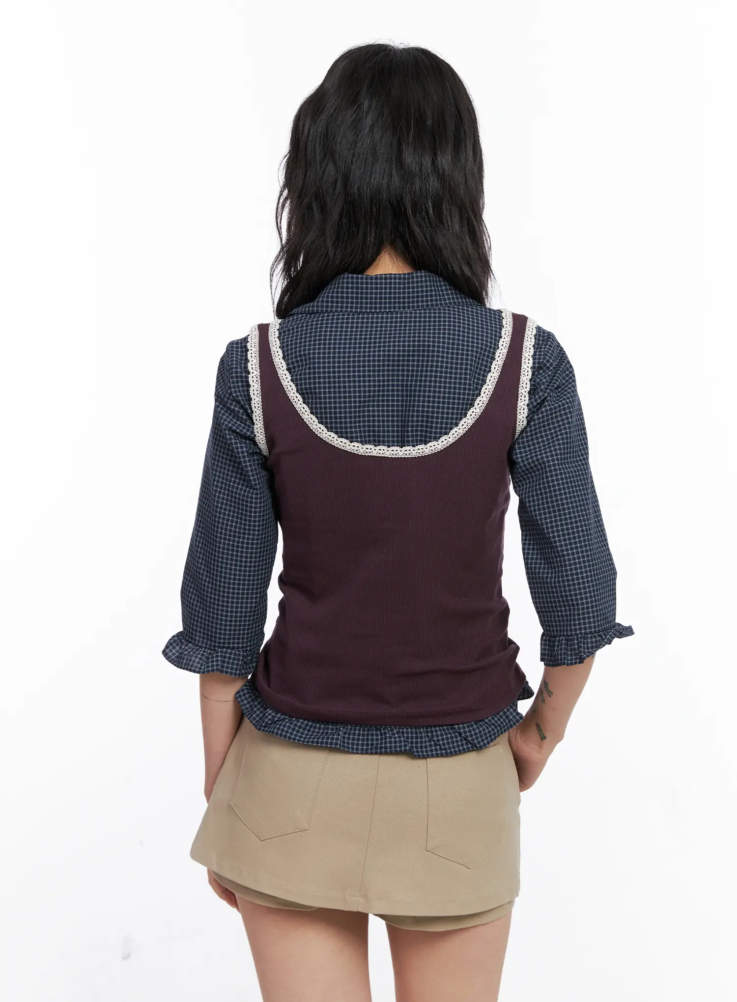 Lace V-Neck Ribbed Tank Top CO507 - Image 7