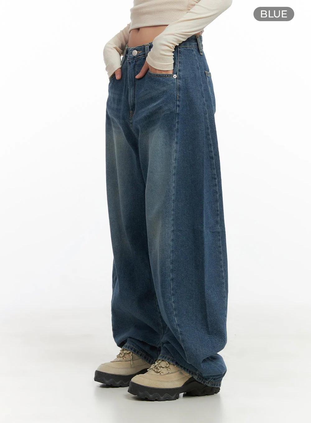 Lacey Washed Denim Baggy Jeans CO404 - Image 7