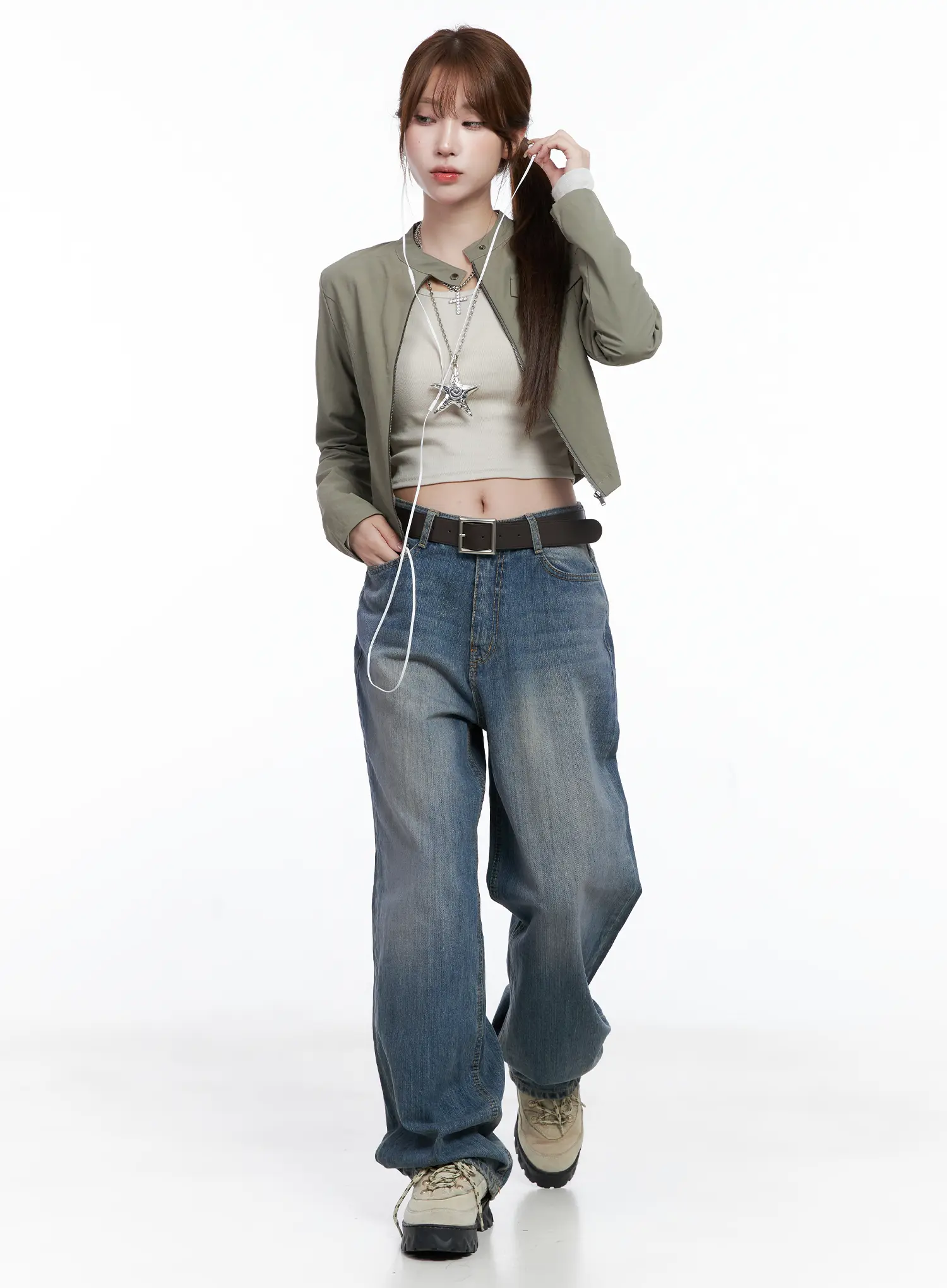 Lala Wide Leg Vintage Washed Jeans CG529 - Image 2