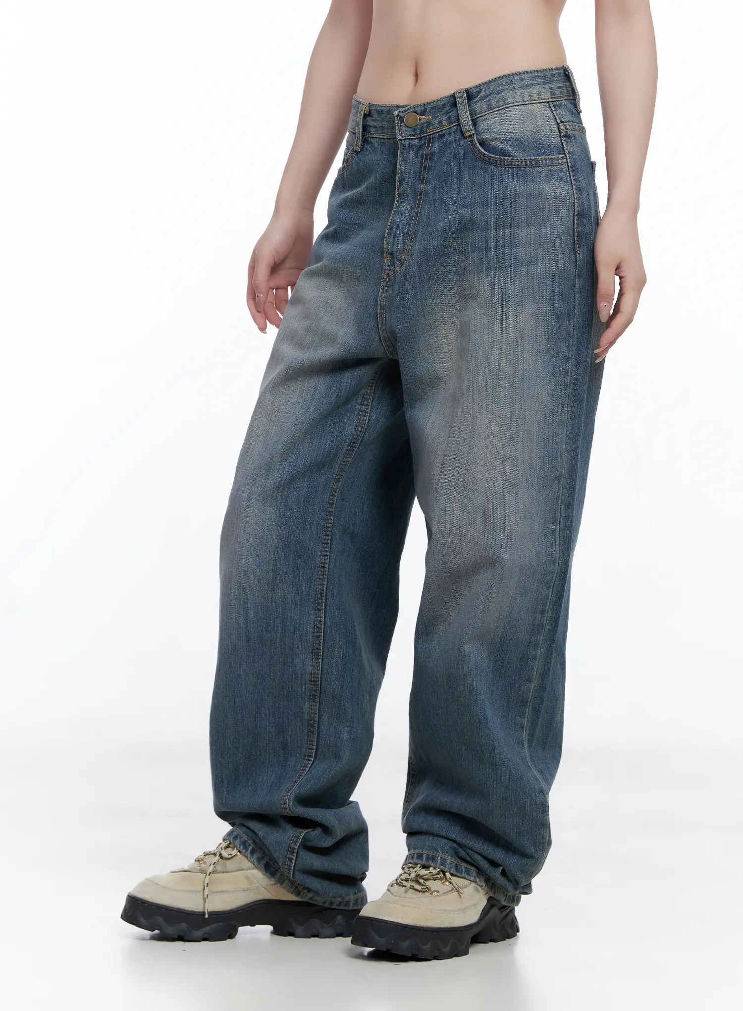 Lala Wide Leg Vintage Washed Jeans CG529 - Image 4