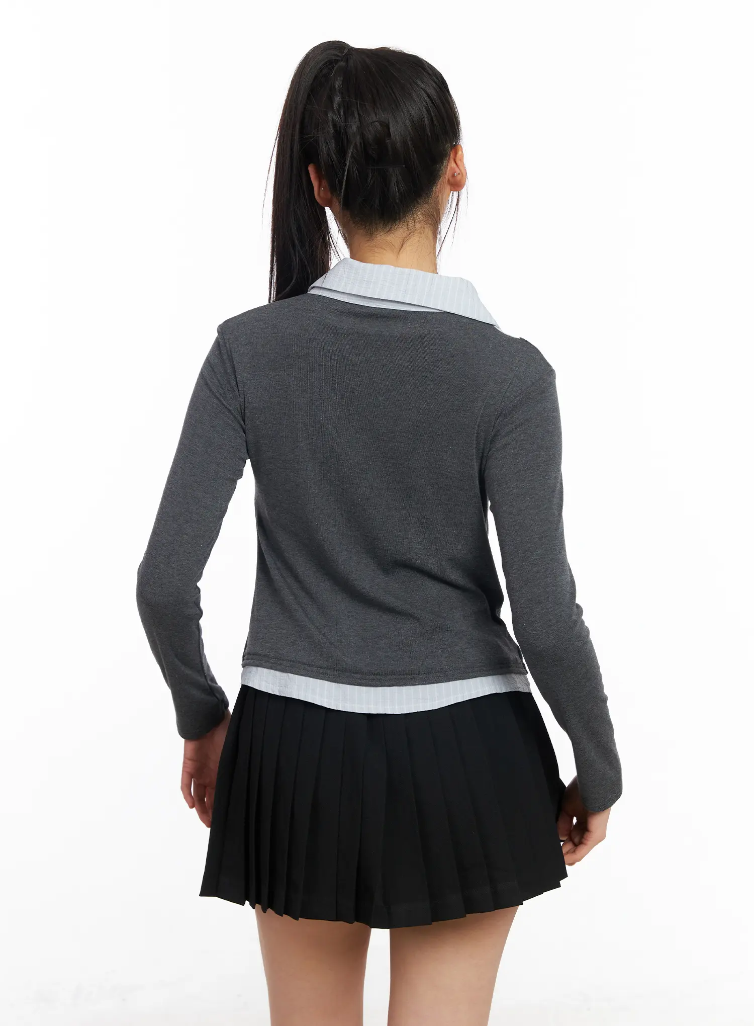 Layered Button Up Cowl Neck Long Sleeve Top CF504 - Image 12