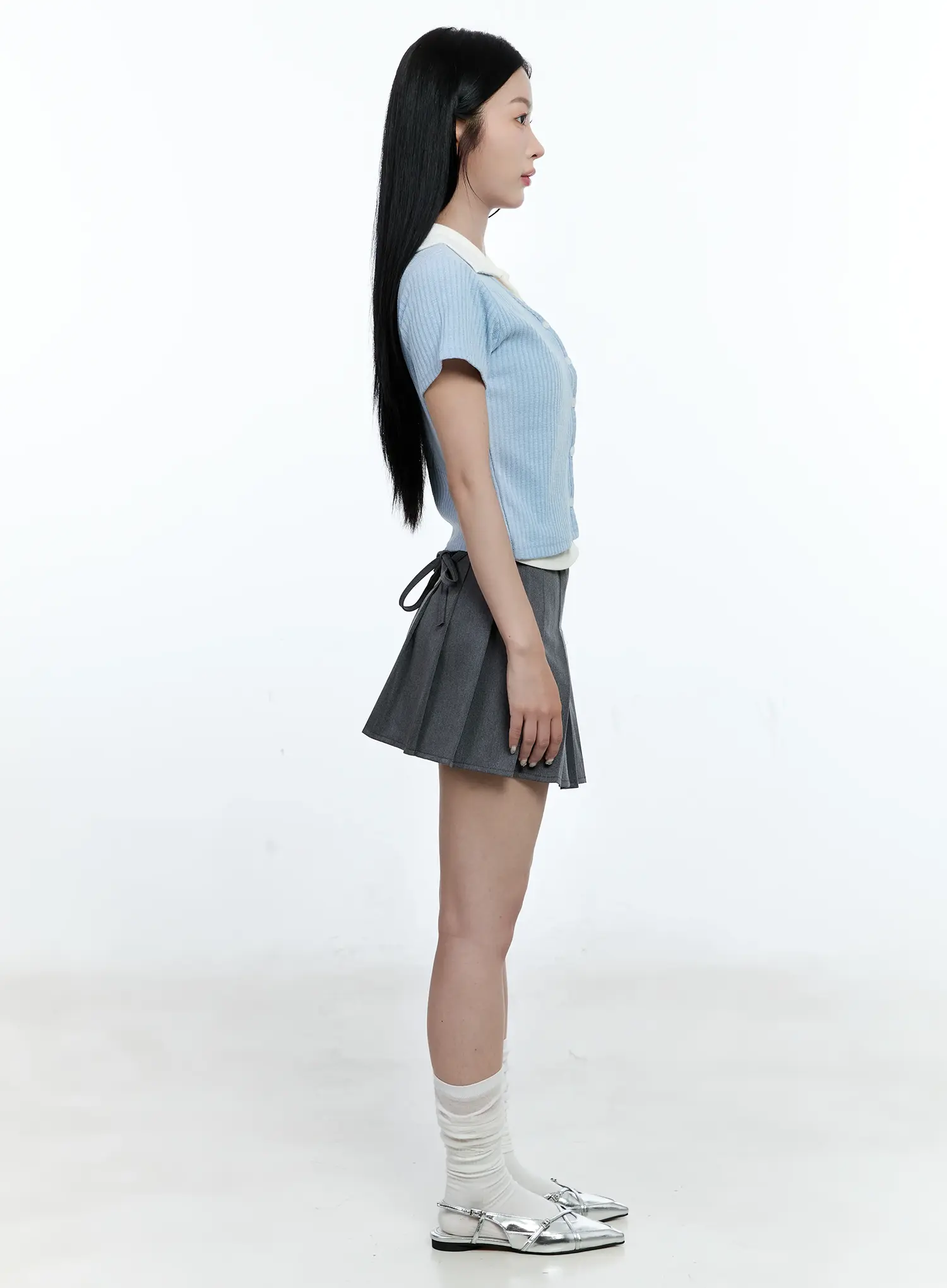 Layered-Collar Cardigan Tee CG511 - Image 5