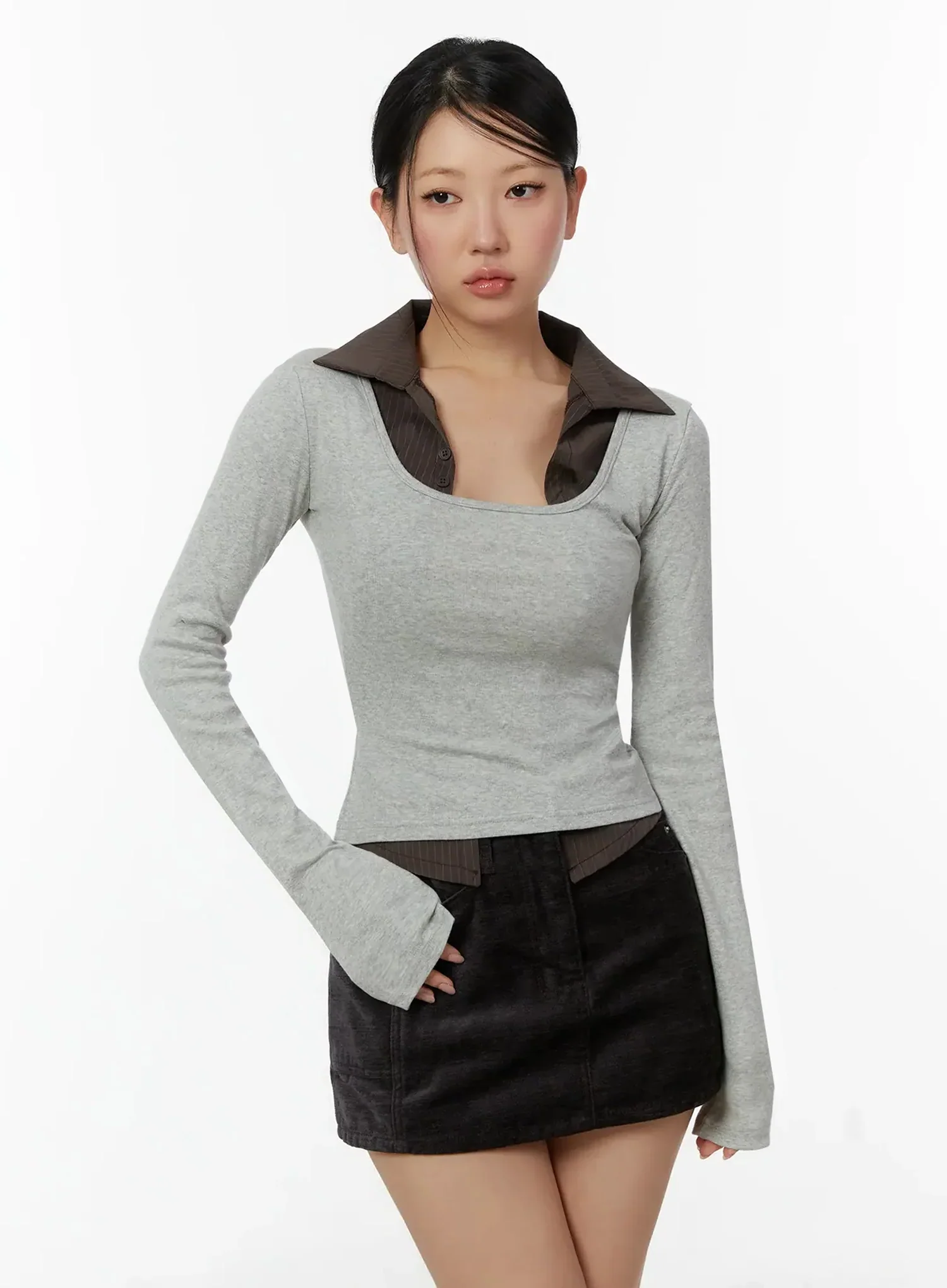 Layered Collar Crop Top ID525 - Image 12