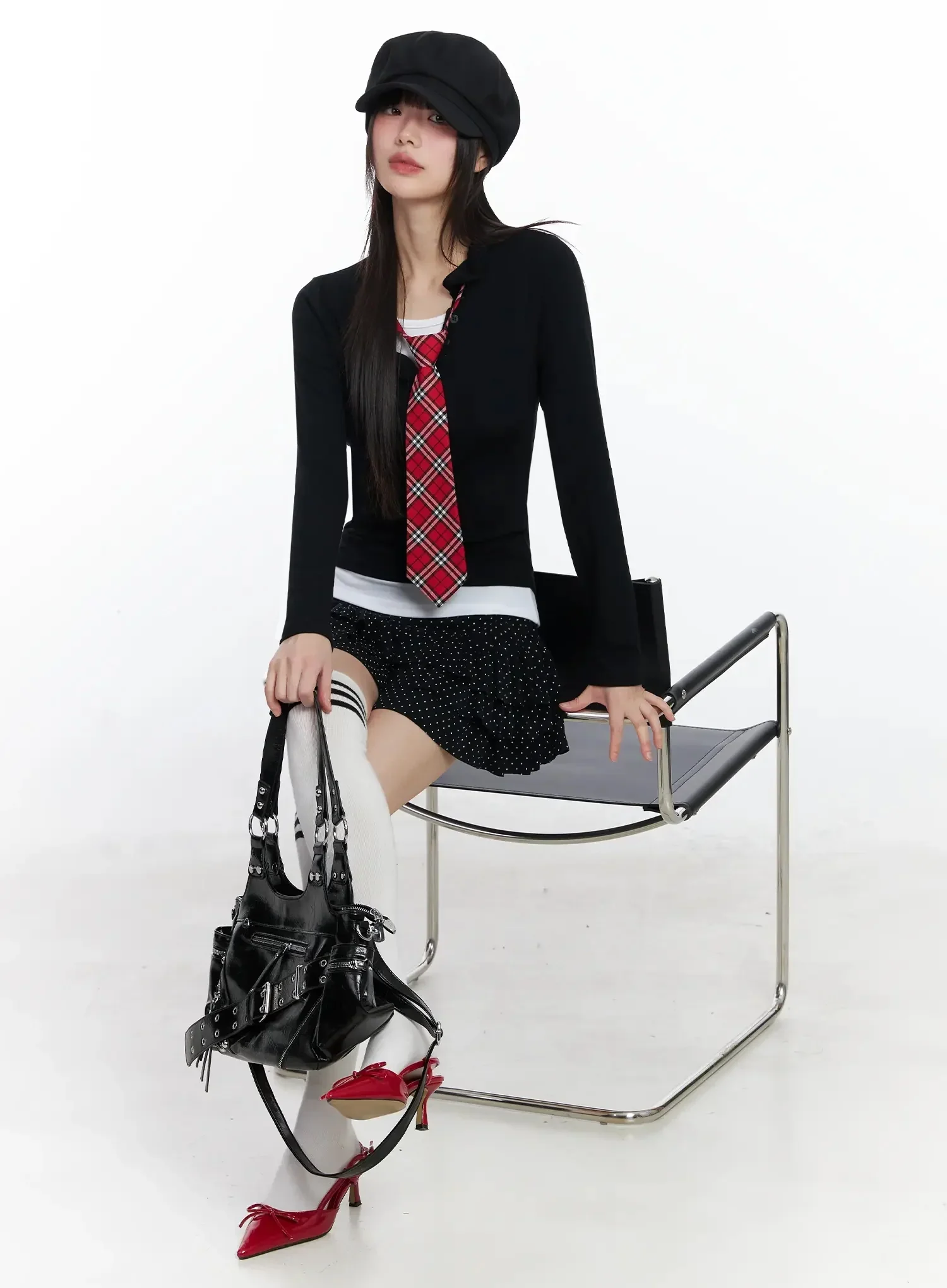 Layered Collar Long Sleeve Top IF505 - Image 13