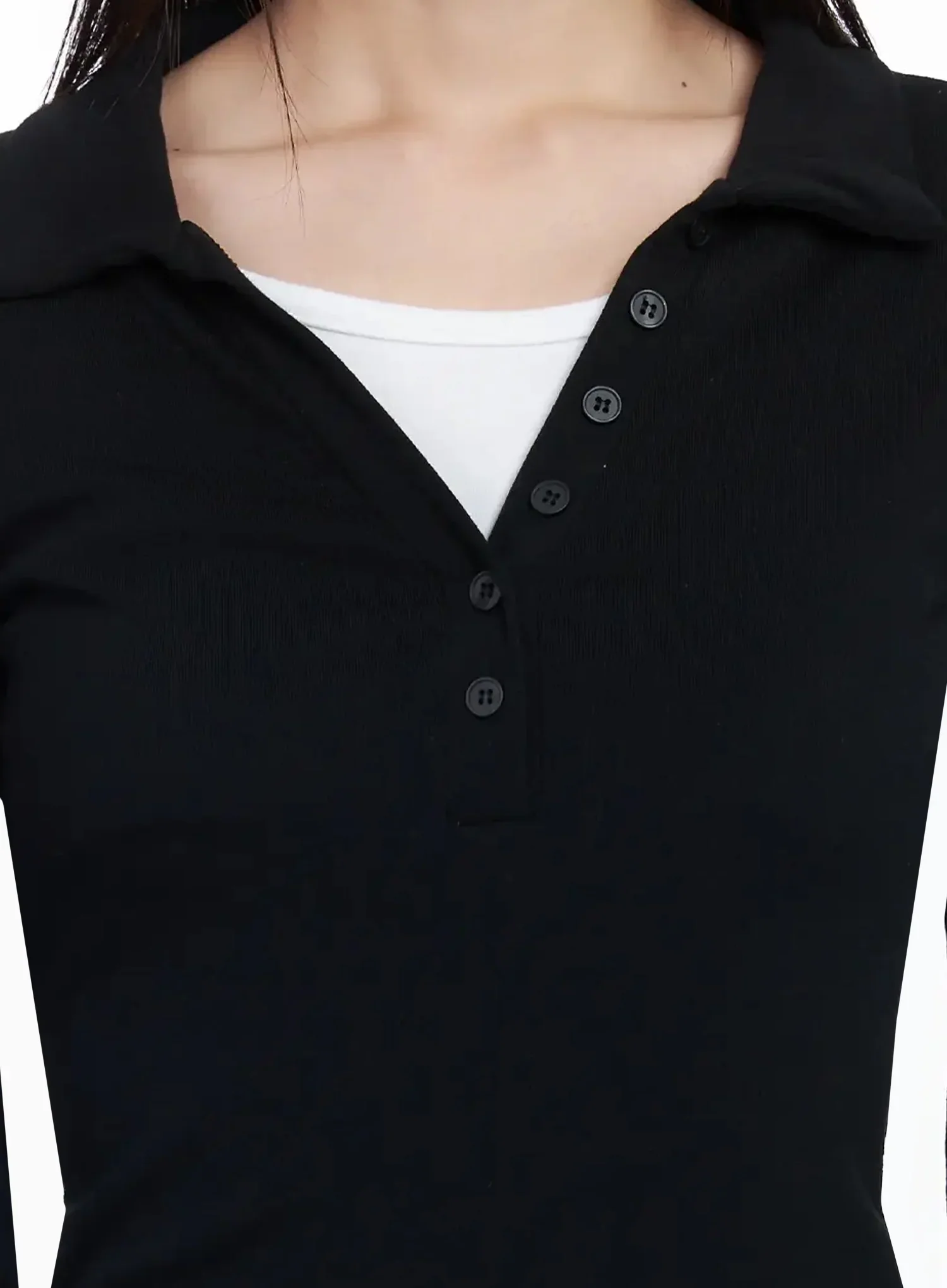 Layered Collar Long Sleeve Top IF505 - Image 4