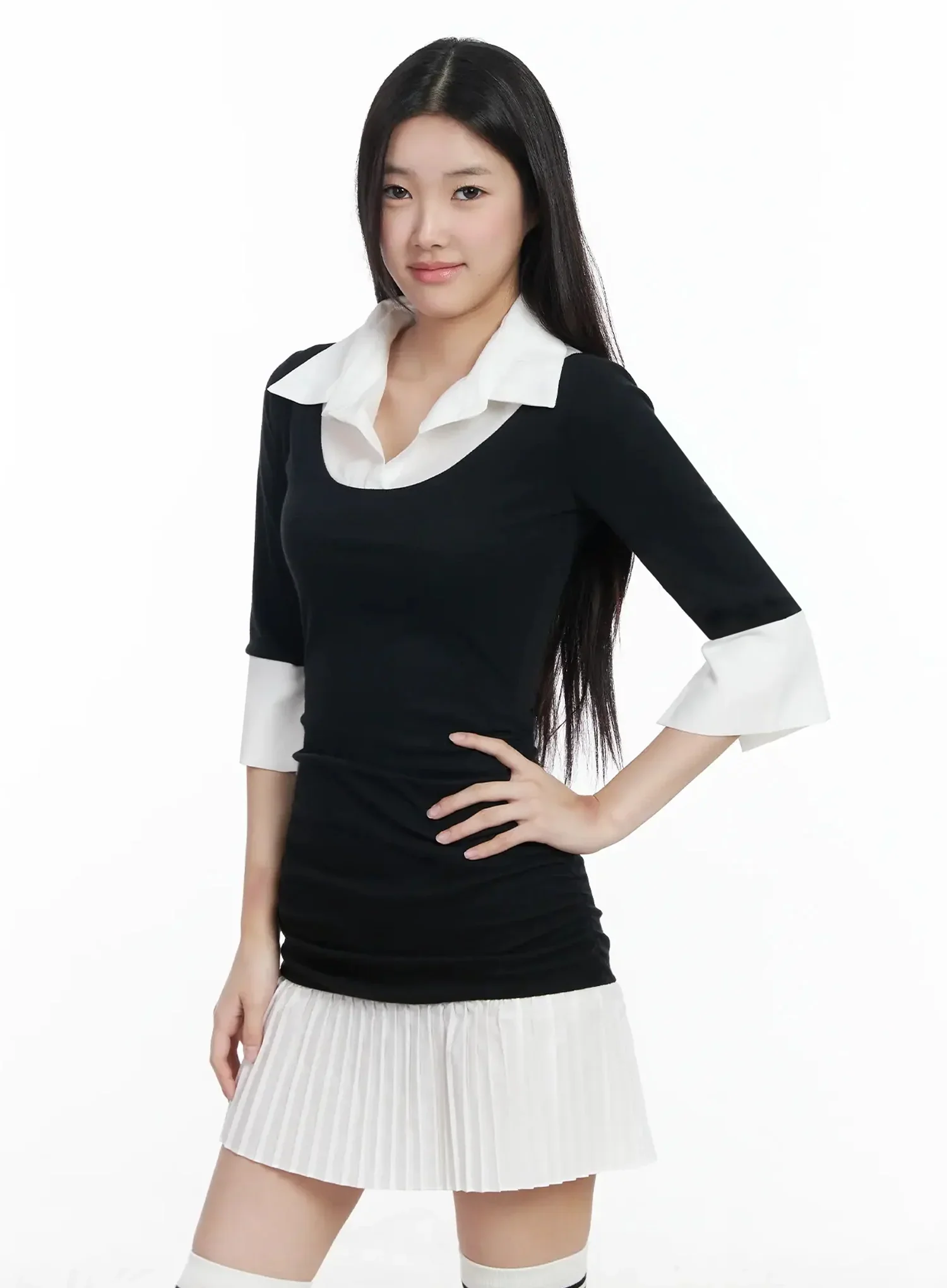 Layered Collar Mini Dress IM502 - Image 7