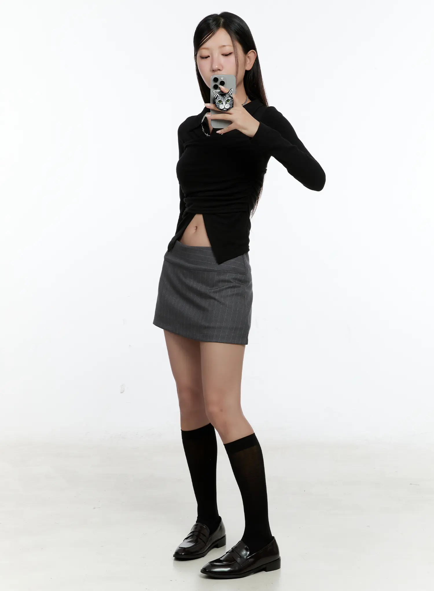 Layered Collar Shirred Long Sleeve Top CS518 - Image 7